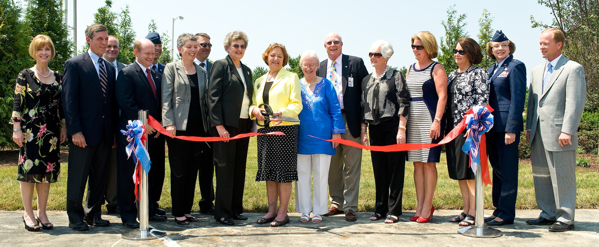 A dedication and ribbon cutting ceremony for the Memorial Garden at the Center for Families of the Fallen was held at  Dover Air Force Base, Del., on May 31, 2011. (U.S. Air Force photo/Roland Balik)