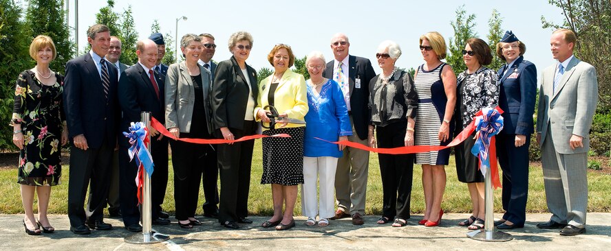 A dedication and ribbon cutting ceremony for the Memorial Garden at the Center for Families of the Fallen was held at  Dover Air Force Base, Del., on May 31, 2011. (U.S. Air Force photo/Roland Balik)