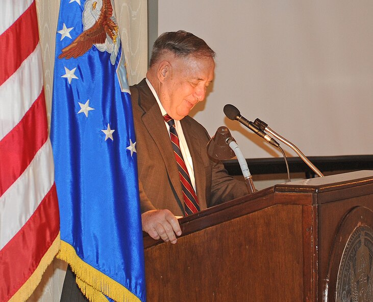 ARLINGTON, Va. -- Retired General Charles A. "Chuck" Horner speaks during a luncheon following the 4th Fighter Wing's acceptance of the inaugural Doolittle Award June 2, 2011. Horner retired Oct. 1, 1994, and spoke about lessons learned throughout Air Force history in combat. The Doolittle Award promotes the history and heritage of a unit as opposed an individual. (U.S. Air Force/Senior Airman Gino Reyes)