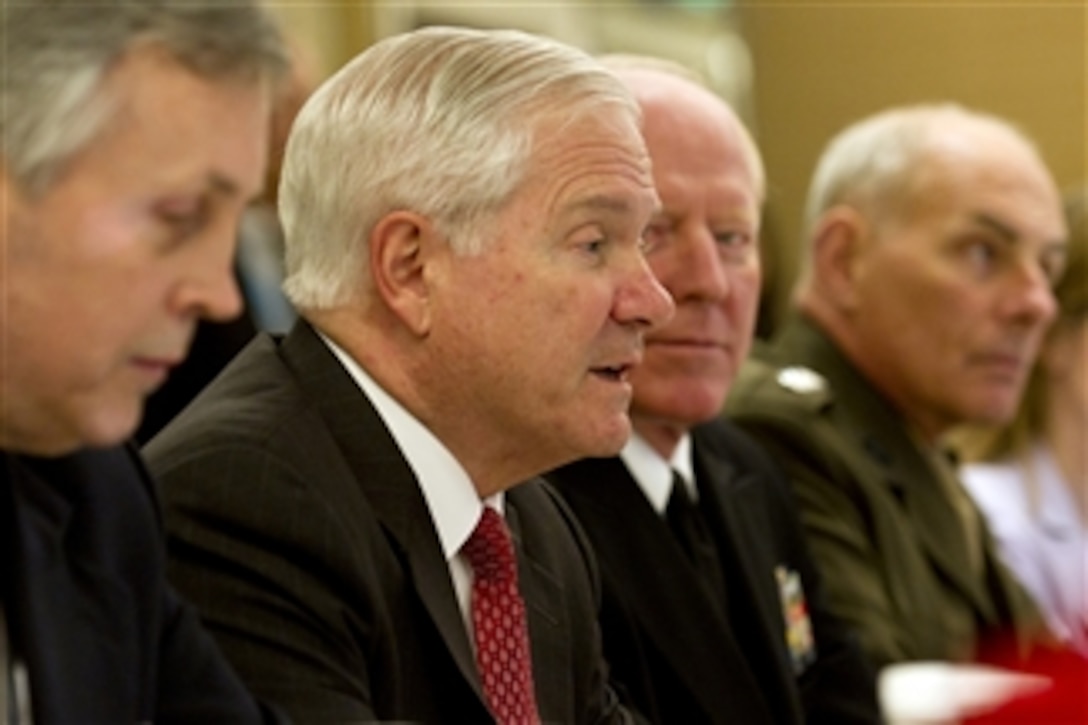 Secretary of Defense Robert M. Gates meets with Chinese Defense Minister Gen. Liang Guanglie at the Shangri-La Hotel in Singapore during the 10th International Institute for Strategic Studies Asia Security Summit on June 3, 2011.  