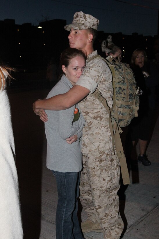 Lance Cpl. Joshua Thorpe, a motorman with Weapons Co., 2nd Battalion, 7th Marine Regiment, savors all the time he has with his wife, Nicole, before departing for a seven-month deployment with the 31st Marine Expeditionary Unit June 5, 2011.::r::::n::