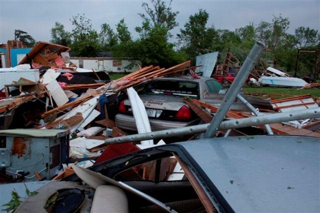 The remains of Master Sgt. Jeffrey Norling’s house,following the May 21 tornado that struck his town of Reading, Kan.