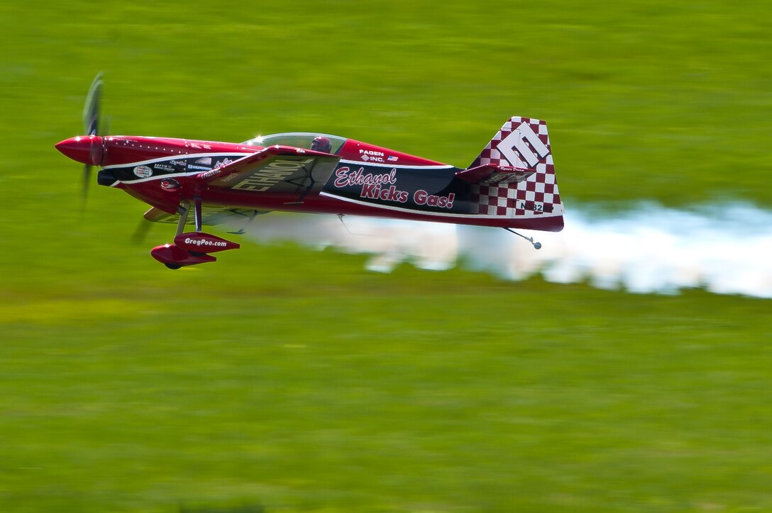 Greg Poe performs in his Fagen MX2 during the 2011 Dakota Thunder airshow at Ellsworth Air Force Base, S.D., June 4, 2011. Nearly 40,000 people of all ages and walks of life converged here to watch the vast array of aerial demonstrations and view numerous static aircraft.  (U.S. Air Force photo/Tech. Sgt. Nathan Gallahan)