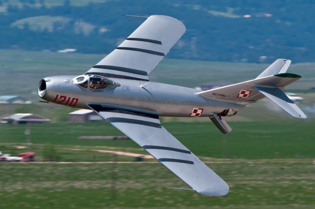 A MiG Fury Fighter performs during the 2011 Dakota Thunder airshow at Ellsworth Air Force Base, S.D., June 4, 2011. Nearly 40,000 people of all ages and walks of life converged here to watch the vast array of aerial demonstrations and view numerous static aircraft. (U.S. Air Force photo/Tech. Sgt. Nathan Gallahan)