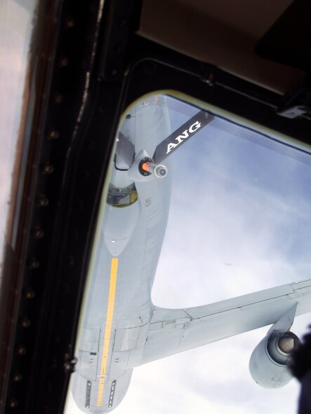 A KC-135R Stratotanker from the 157th Air Refueling Wing of the New Hampshire Air National Guard at Pease Air National Guard Base, N.H., refuels a C-5M Super Galaxy from Dover Air Force Base, Del., over northern Canada on June 5, 2011. The C-5M's mission was to complete the first Arctic overflight from Dover AFB to Bagram Airfield, Afghanistan. The plane successfully landed at Bagram just over 15 hours after take-off on June 6, 2011. (U.S. Air Force Photo/Master Sgt. Scott T. Sturkol)