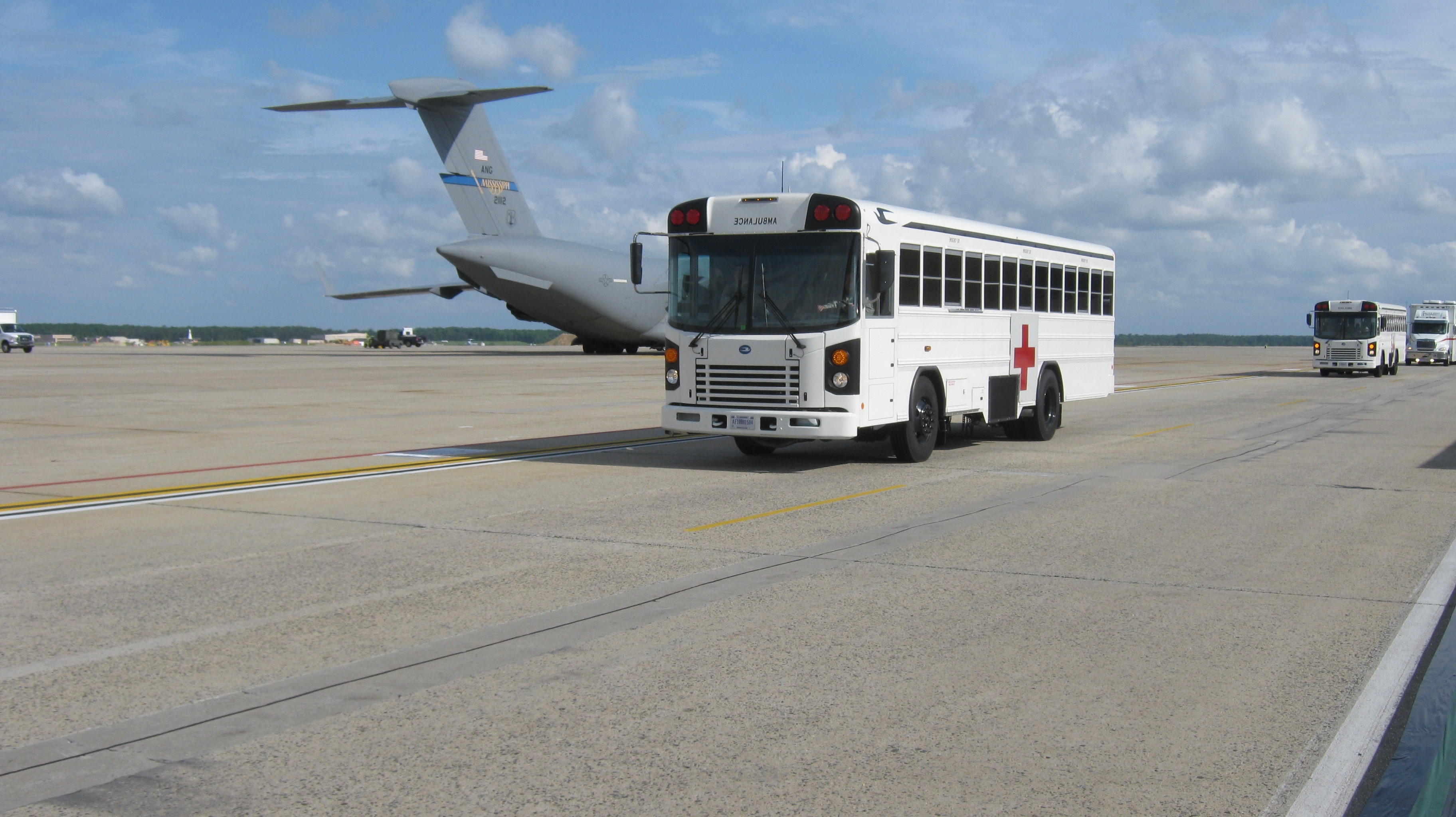 AMBUSES arrive to pick up wounded warriors.