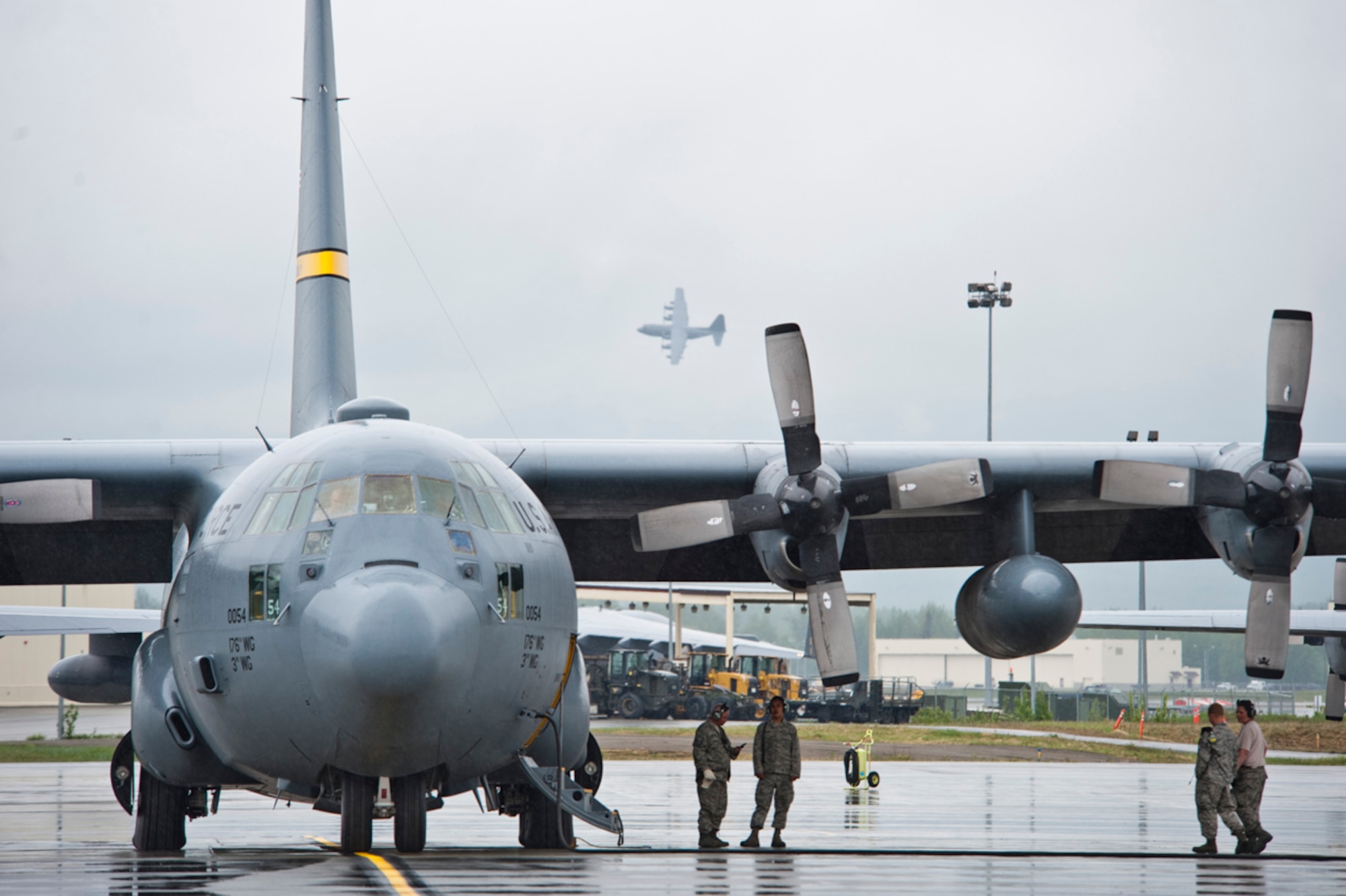 An Alaska Air National Guard C-130 Hercules is loaded for deployment at Joint base Elmendorf-Richardson, Wednesday. (U.S. Air Force photo/Senior Airman Christopher Gross)