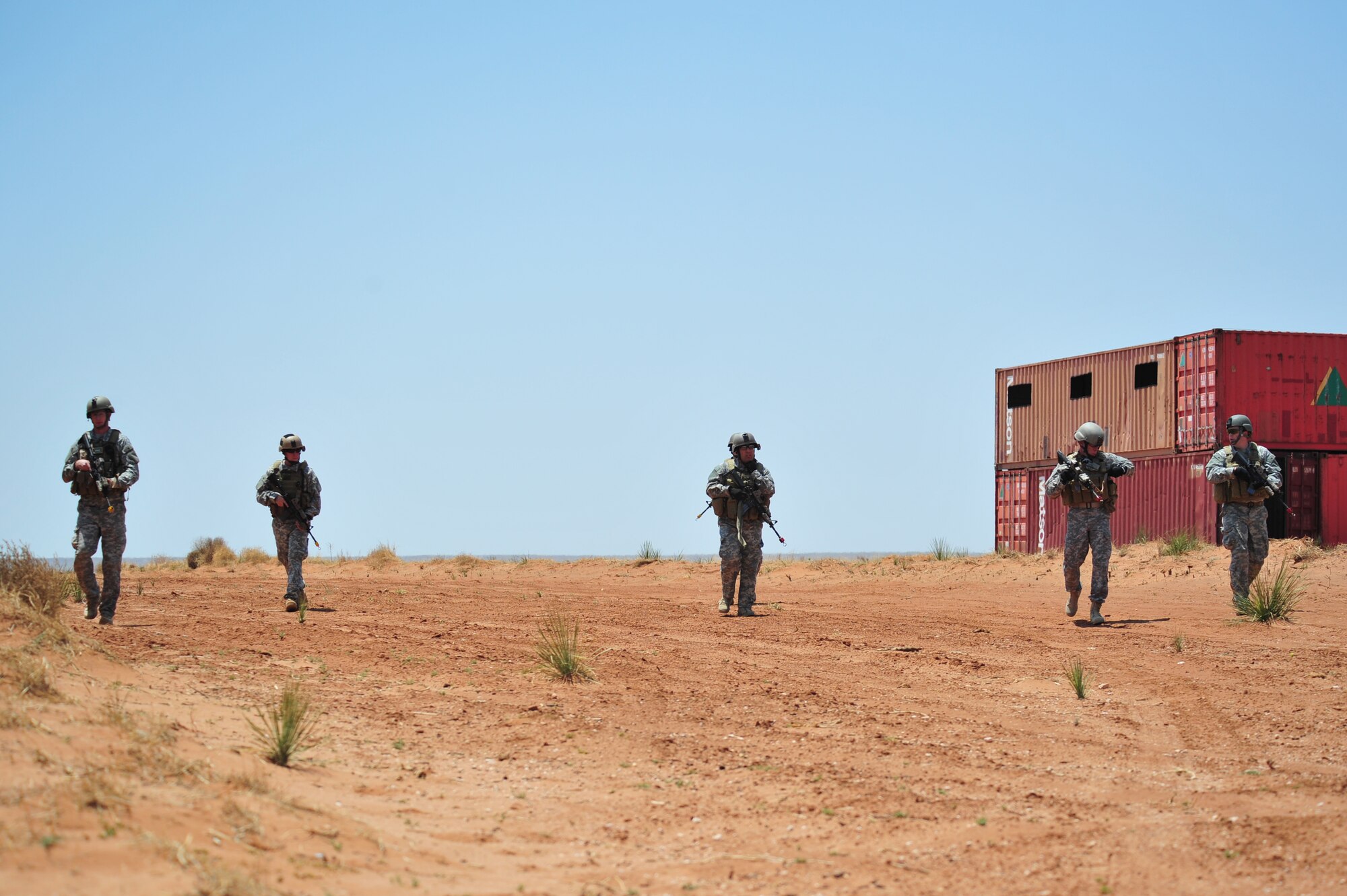 Special operations forces conduct a simulated mission as part of an aerial and ground demonstration for around 600 spectators at the 27th Special Operations Wing Capabilities Exercise, June 4, 2011, at Melrose Air Force Range. The CAPEX is an annual exhibition of the 27 SOW's many special operations aircraft and missions for Cannon Airmen and their families. (U.S. Air Force photo by Tech. Sgt. Josef Cole)(RELEASED)