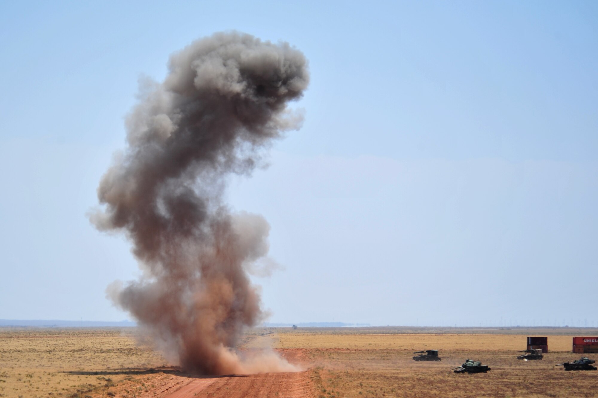 A large demonstration detonation kicks off the 27th Special Operations Wing Capabilities Exercise, June 4, 2011, at Melrose Air Force Range. The CAPEX is an annual exhibition of the 27 SOW's many special operations aircraft and missions for Cannon Airmen and their families. (U.S. Air Force photo by Tech. Sgt. Josef Cole)(RELEASED)