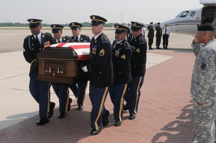 A U.S Army carry team transfers the remains of Army Sgt. Thomas A. Bohall, of Bel Aire, Kan., at Randolph Air Force Base, Texas, June 7. Sergeant Bohall was assigned to the 4th Battalion, 101st Aviation Regiment, 159th Combat Aviation Brigade, 101st Airborne Division (Air Assault), Fort Campbell, Ky. Sergeant Bohall was one of six soldiers from Fort Campbell who were supporting Operation Enduring Freedom and killed by an improvised explosive device during an insurgent attack May 26, 2011 in Kandahar province, Afghanistan. (U S Air Force Photo By Don Lindsey)