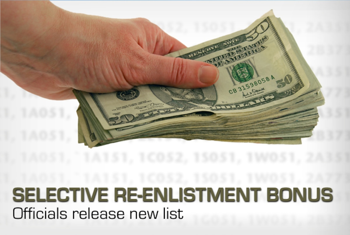 Officials release new selective reenlistment bonus list > Air Force