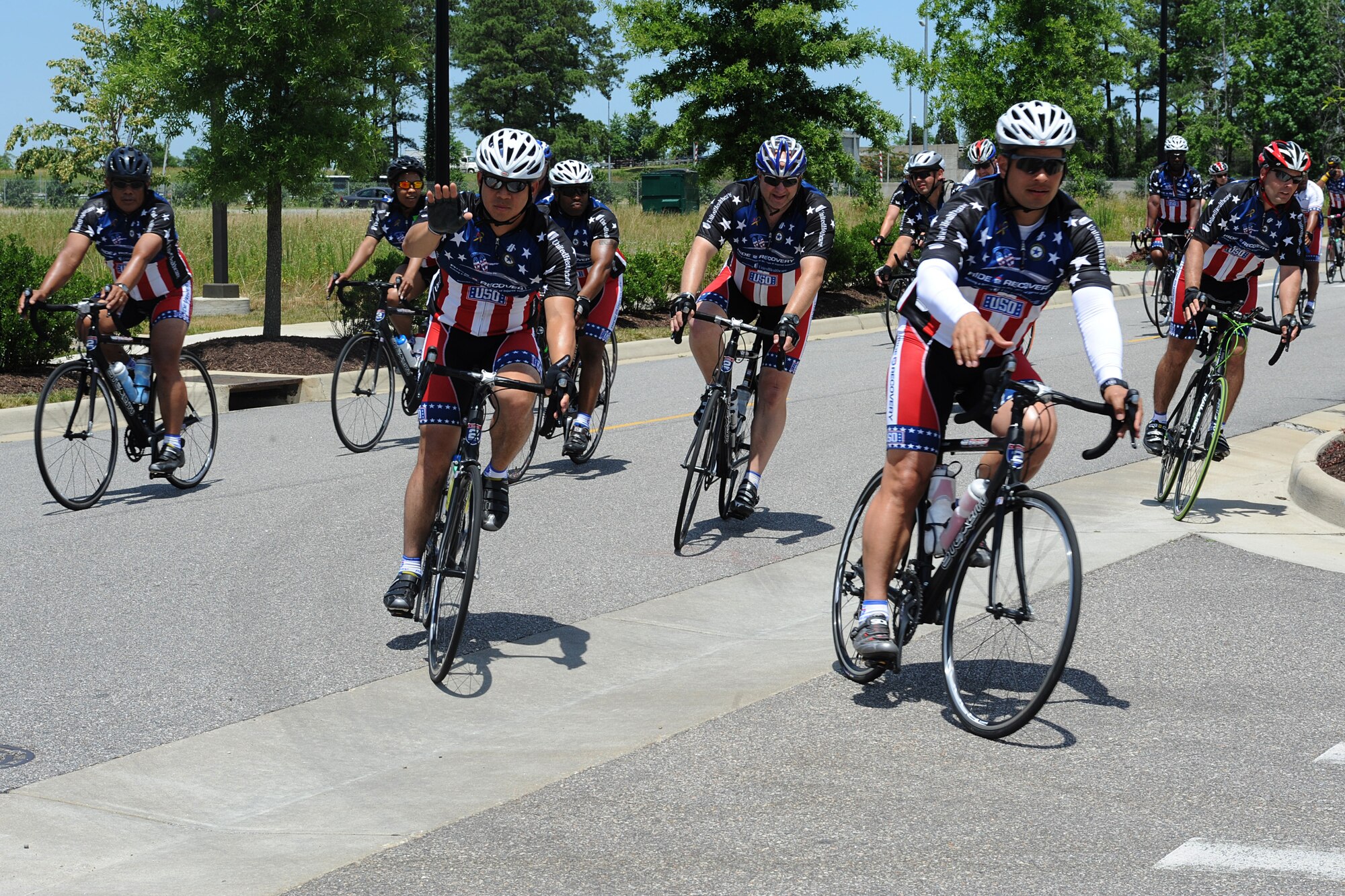 Ride 2 Recovery Memorial Challenge participants pass through Newport News, Va., June 3, 2011. The  mission of the Ride 2 Recovery is to improve the health and wellness of wounded warriors by providing long-lasting, life-challenging experience. (U.S. Air Force photo by Airman 1st Class Teresa Zimmerman/Released)