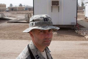 Capt. Christopher Deville is deployed from the Headquarters Air Combat Command Inspector General office to the 321st Expeditionary Mission Support Advisory Group as a communications advisor. (Courtesy photo)
