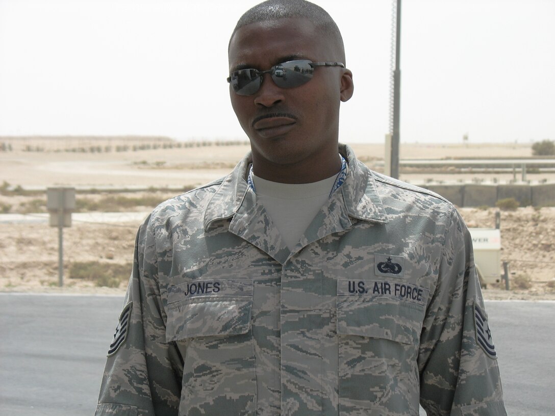 Tech. Sgt. Omar Jones is deployed from the 633d Logistics Readiness Squadron the 379th Expeditionary Logistics Readiness Squadron as the noncommissioned officer in charge of fuels cryogenics. (Courtesy photo)