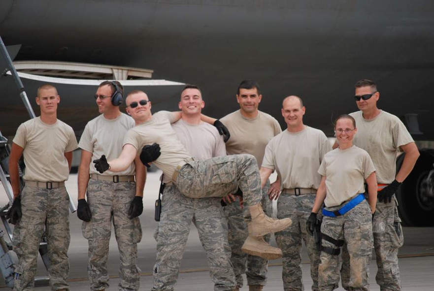 WRIGHT-PATTERSON AIR FORCE BASE, Ohio - Members of the 87th Aerial Port Squadron pose for a photo during a recent deployment. (Courtesy photo)