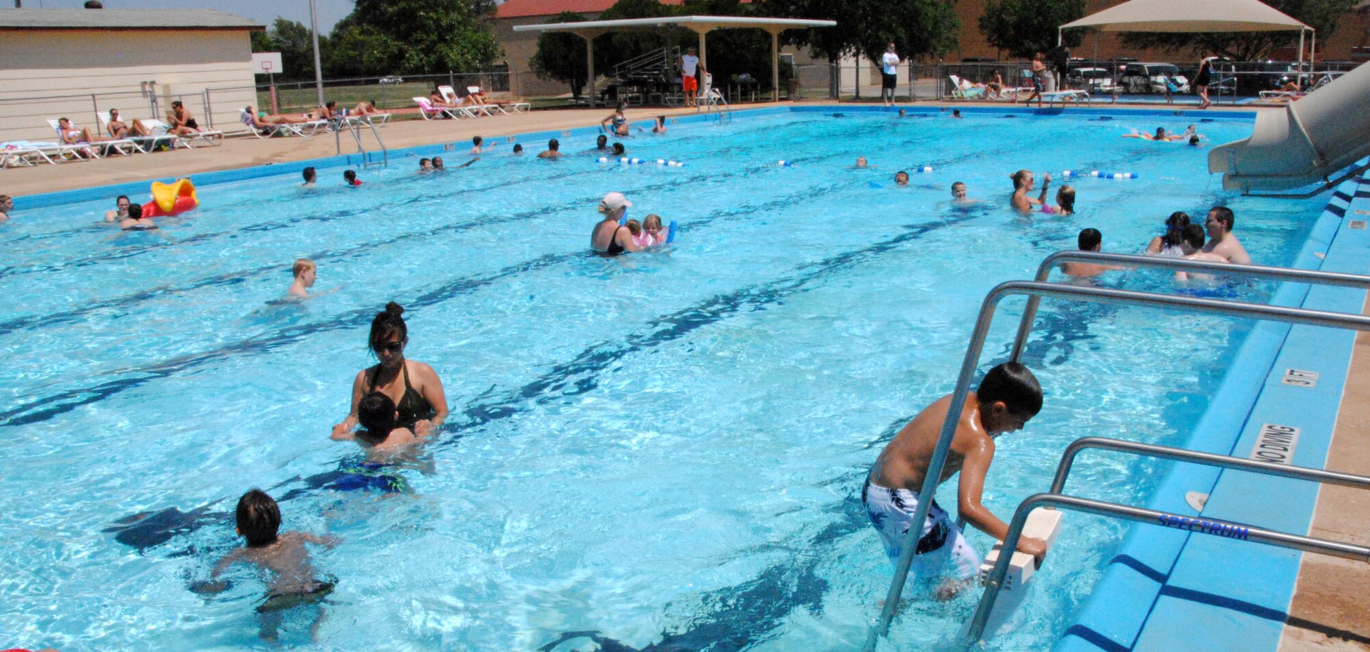 The Plains Pool at Vance AFB switched from a salt-based to a chlorine-based disinfectant system for the 2011 swimming season that began over the Memorial Day weekend. (U.S. Air Force photo/ Jessica Gibson) 