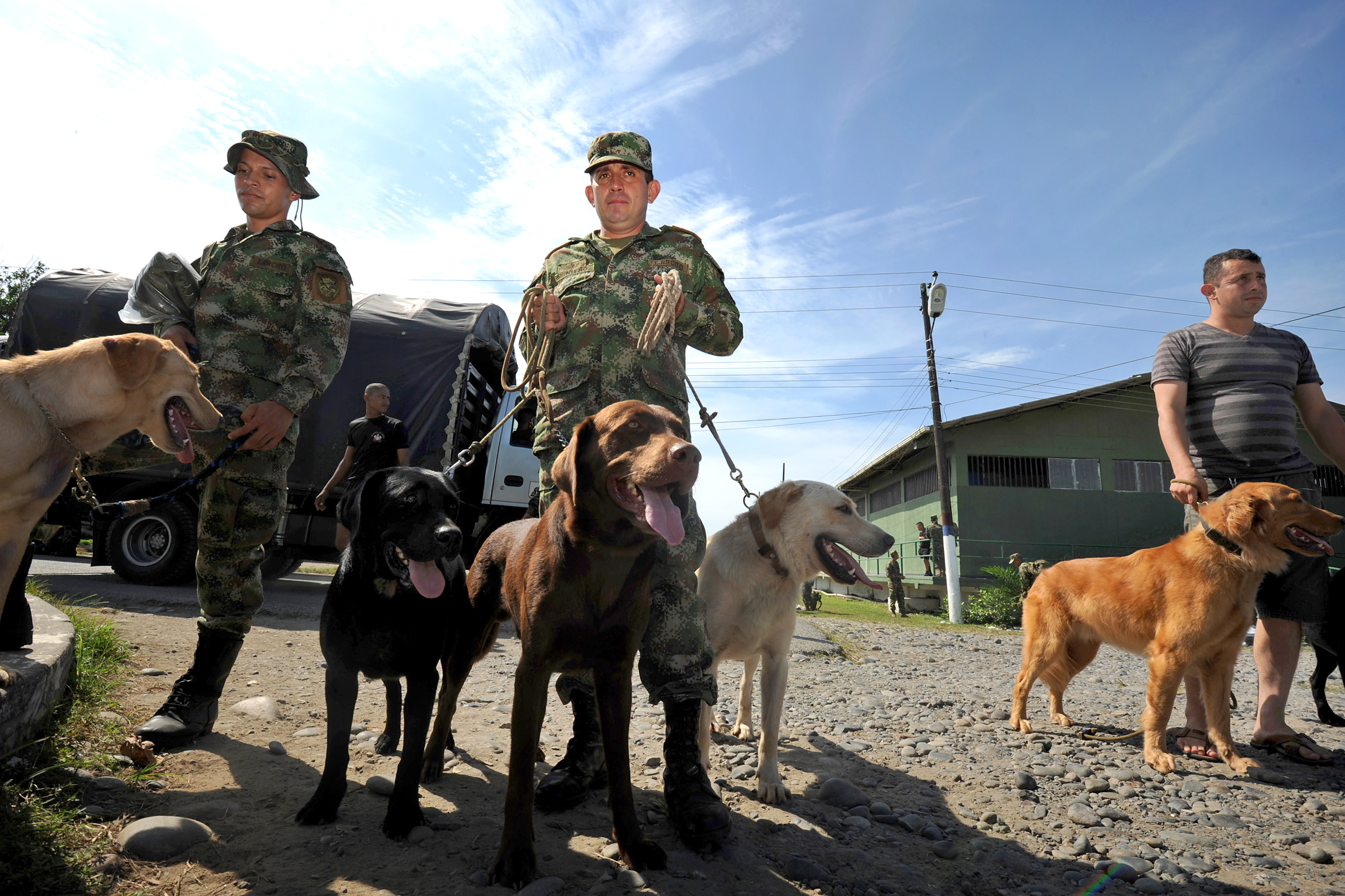 Veterinarians embarked on board the hospital ship USNS Comfort prepare