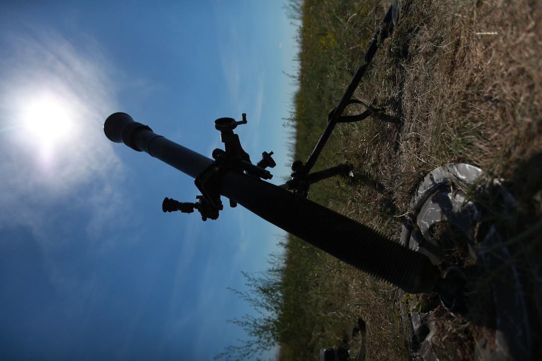 The mortar tube is the main weapon for Marines with Mortars Platoon, Weapons Company, 3rd Battalion, 24th Marine Regiment. The tube itself weighs 29 pounds, the bi-pod weighs 27 pounds and the base plate weighs 35 pounds.