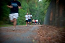 Nearly 50 members from Moody Air Force Base, Ga., set out on a 6.6 kilometer run on June 9 to honor the one year anniversary of Pedro 66.  The HH-60G Pave Hawk helicopter crashed while on a medevac mission in Southeastern Afghanistan.  Five Airmen from the 23rd Wing’s geographically separated units at Davis-Monthan Air Force Base, Ariz., and Nellis Air Force Base, Nev., lost their lives while trying to save others. (U.S. Air Force photo/Senior Airman Benjamin Wiseman)(RELEASED)