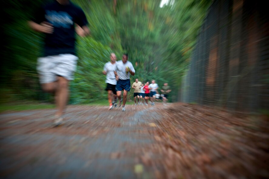 Nearly 50 members from Moody Air Force Base, Ga., set out on a 6.6 kilometer run on June 9 to honor the one year anniversary of Pedro 66.  The HH-60G Pave Hawk helicopter crashed while on a medevac mission in Southeastern Afghanistan.  Five Airmen from the 23rd Wing’s geographically separated units at Davis-Monthan Air Force Base, Ariz., and Nellis Air Force Base, Nev., lost their lives while trying to save others. (U.S. Air Force photo/Senior Airman Benjamin Wiseman)(RELEASED)