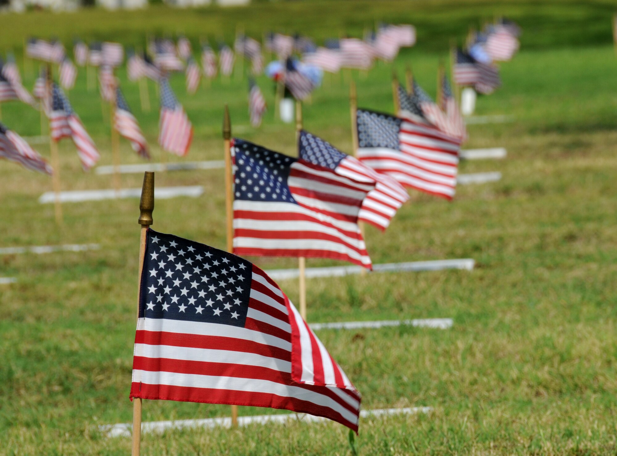 Flags were placed on 17,000 graves at Biloxi National Cemetery for Memorial Day.  (U.S. Air Force photo by Kemberly Groue)