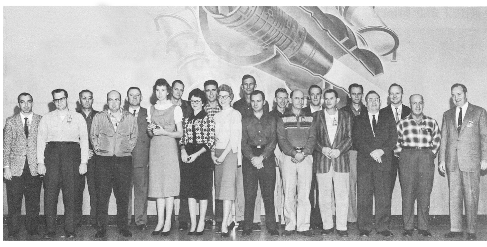Bob Rogers, 13th from left, is among those honored for five years of service with ARO in December 1961. (File Photo)