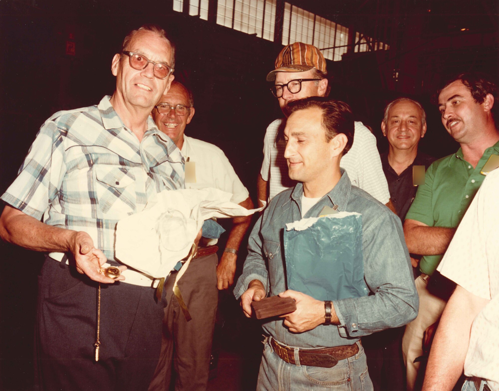 Bower is presented a gold watch at his retirement from AEDC’s Model Shop in 1981. (Photo provided)
