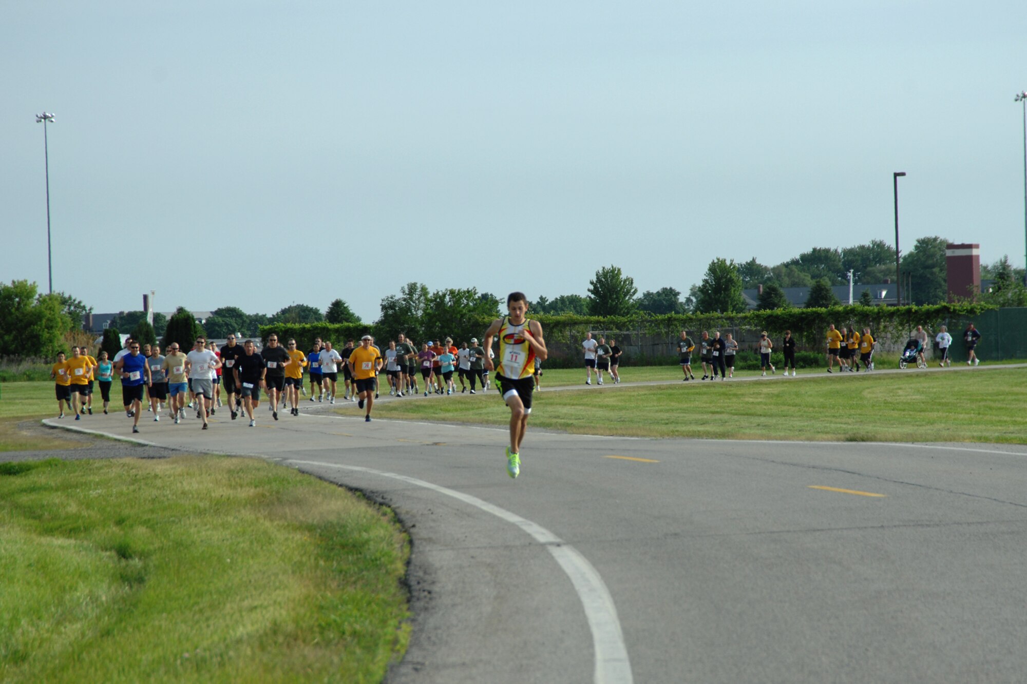 On June 10, 2011, the Robotic Systems Joint Project Office at Selfridge Air National Guard Base held their third annual Robot Trot.  Over 100 runners competed in the 5K race.  Several other runners also competed in a 10-mile race to qualify for the Army 10-Miler, which will be held in Washington D.C. later this year.  Proceeds from the event went to benefit the Wounded Warrior Project.   (U.S. Air Force Photo by Rachel Barton, 127th Public Affairs)