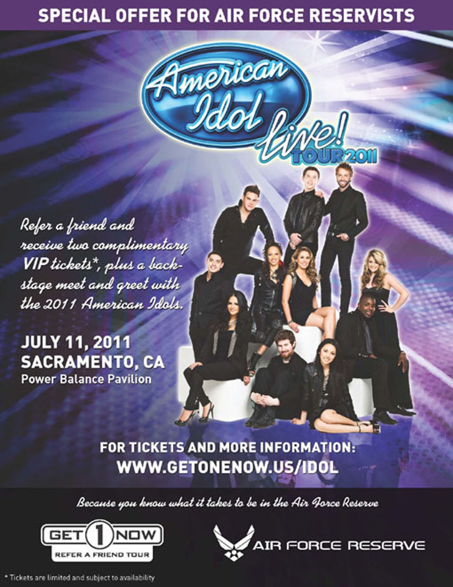 TRAVIS AIR FORCE BASE, Calif. --  American Idol - Get One Now Refer a Friend Tour - Beale & Travis

