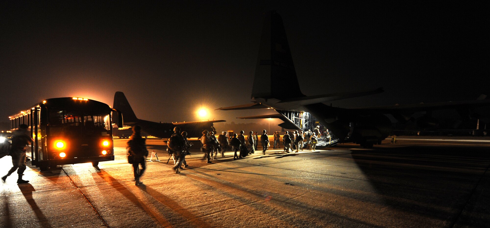 Little Rock Airmen board a C-130 during an operational readiness exercise June 4, 2011, at Little Rock Air Force Base, Ark. The purpose of the exercise is to prepare Little Rock Airmen for the upcoming operational readiness inspection in October. (U.S. Air Force photo by Airman 1st Class Rusty Frank)