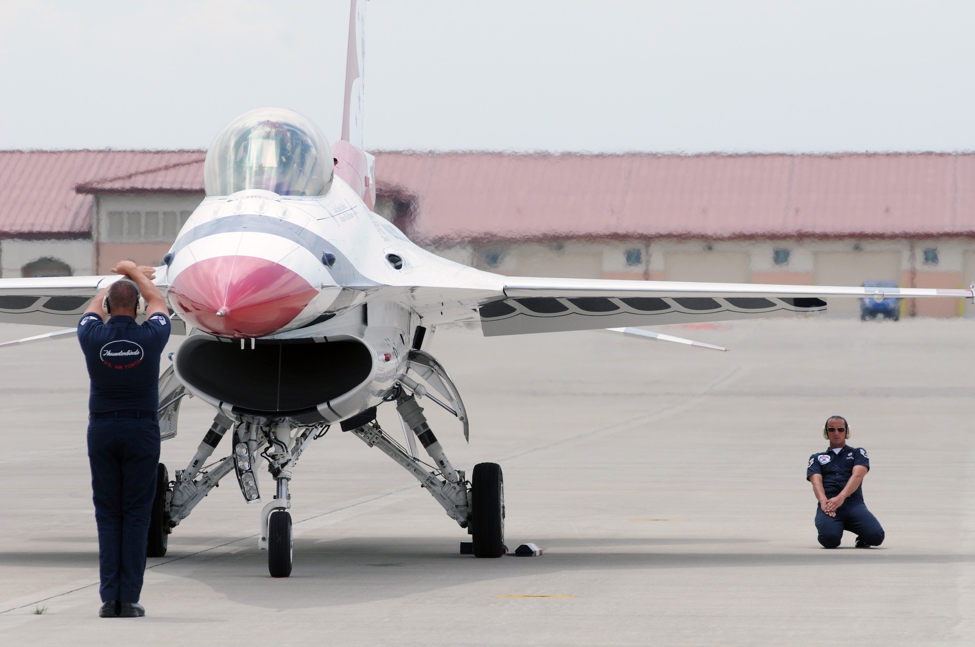 The U.S. Air Force air demonstration team, The Thunderbirds arrive at Aviano Air Base, Italy on June 9. The Thunderbirds were in Italy to participate in the Air Extreme 2011 Airshow in the city of Jeselo, Italy June 10-12. (U.S. Air Force photo/Airman LaVel Sterling)