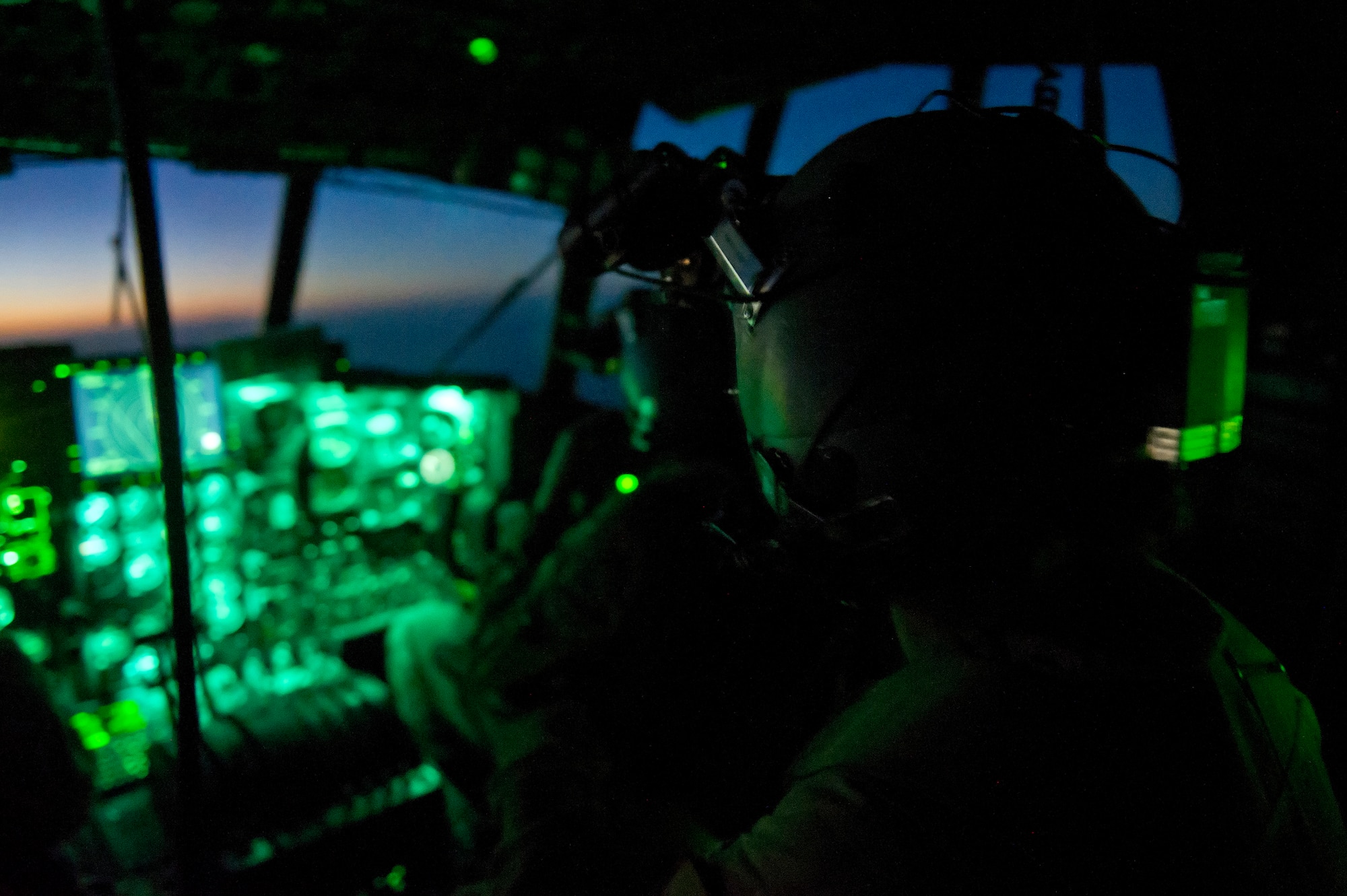 A 76th Expeditionary Rescue Squadron aircrew fly an HC-130P Hercules casualty evacution mission in order to transport wounded Afghan National Security Force members to a medical treatment facility. Members of the 76th ERQS are responsible for conducting combat search and rescue as well as personnel recovery missions in Afghanistan and assist with CASEVAC missions when available. (U.S. Air Force photo/Master Sgt. Adrian Cadiz)