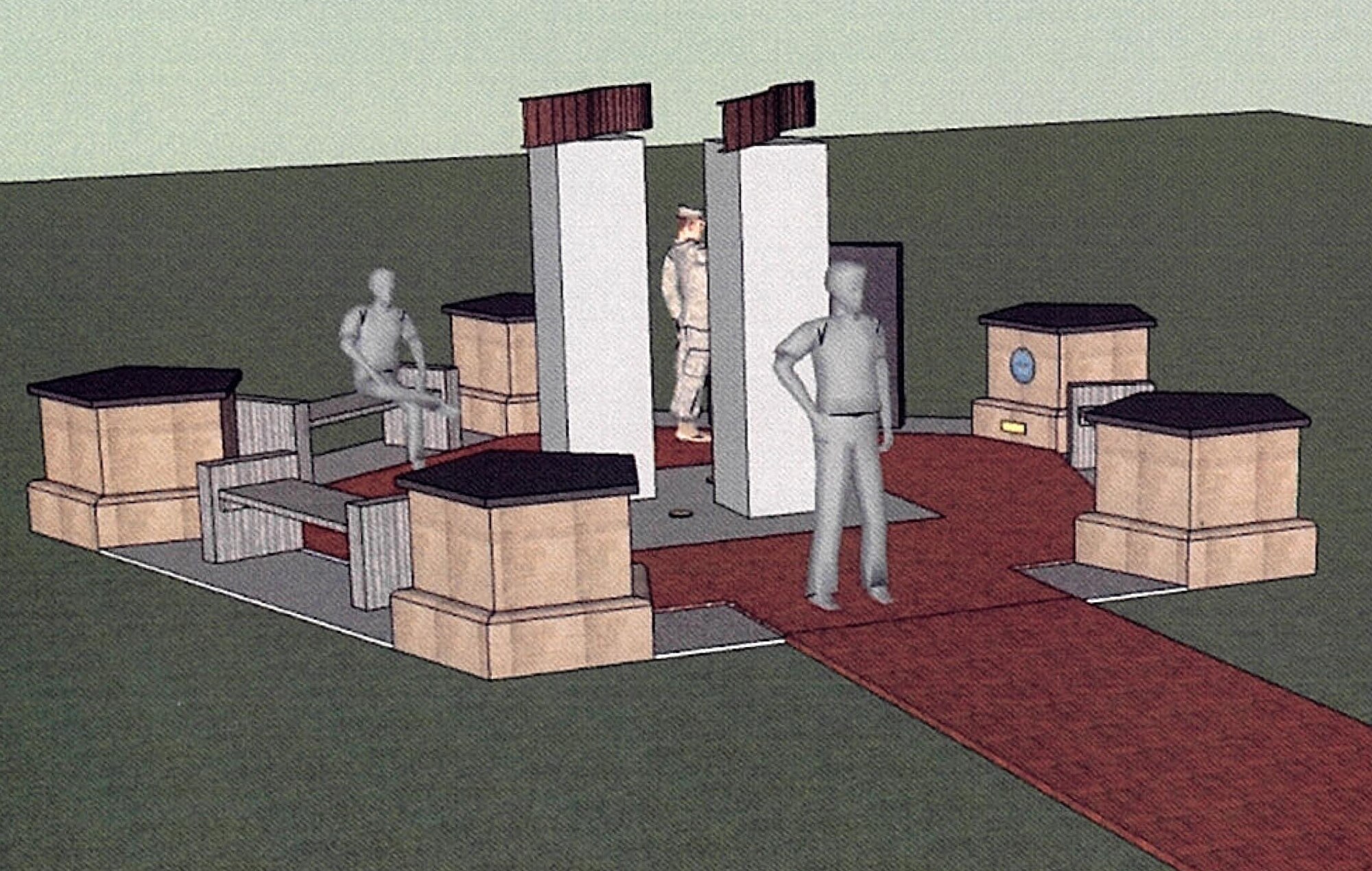A 3-D representation of the 9/11 memorial scheduled to be built before Sept. 11, 2011 by the Eagle Fire Fighter’s Association, a nonprofit organization made up of 436th Civil Engineer Squadron firefighters.  The memorial will be placed at the Air Mobility Command Museum. 
