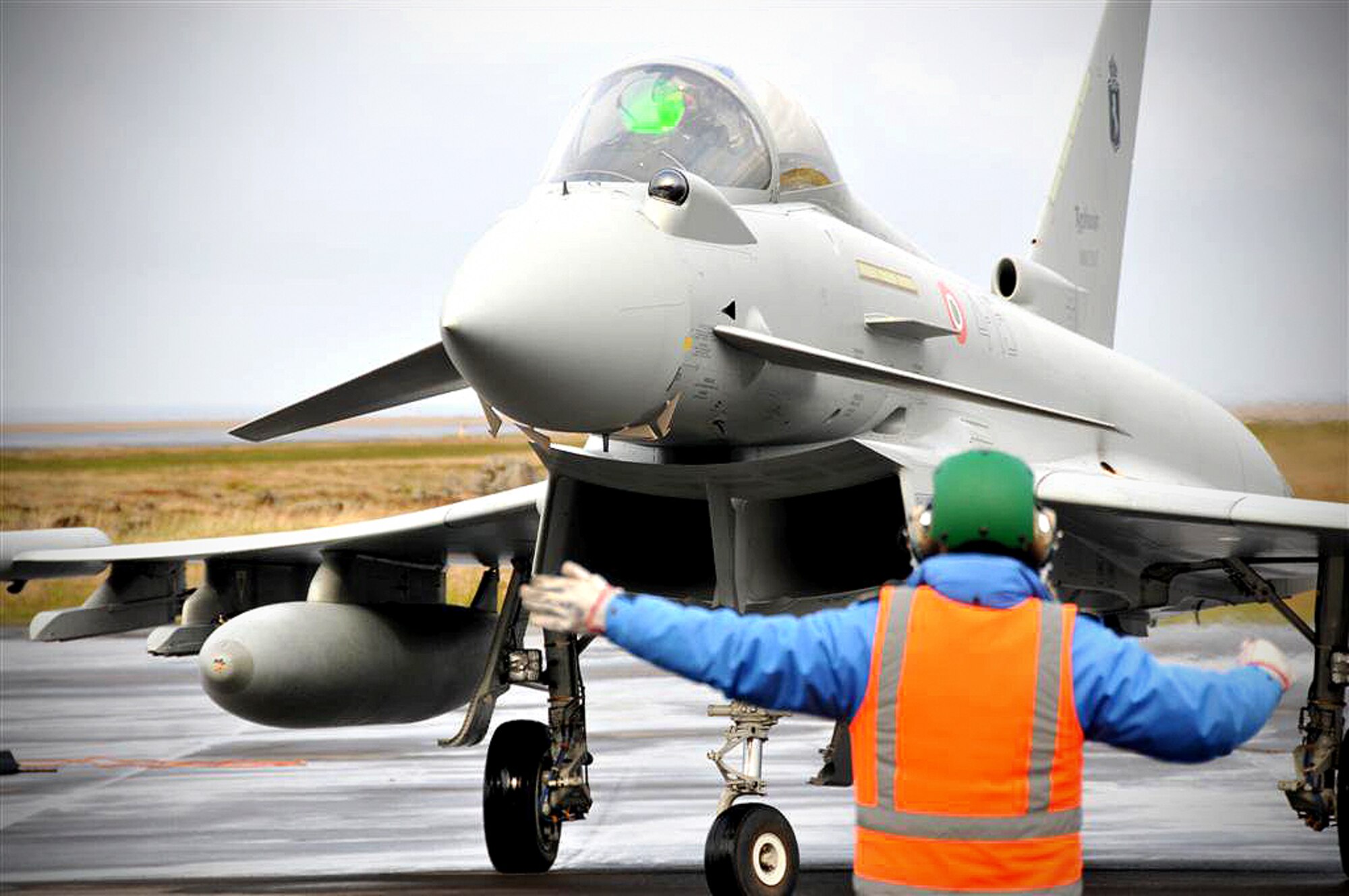KEFLAVIK, Iceland -- A Eurofighter Typhoon from the Italian Air Force prepares for takeoff during the 2011 Northern Viking exercise here June 10. Northern Viking tests the capabilities of Iceland and the country's NATO allies, as well as "increase the readiness of the forces involved and their interoperability." The Reserve 459th Air Refueling Wing, Joint Base Andrews, Md., participated in this year's exercise along with other active-duty and Air National Guard units. (U.S. Air Force photo released/Senior Airman Ryan Roth)