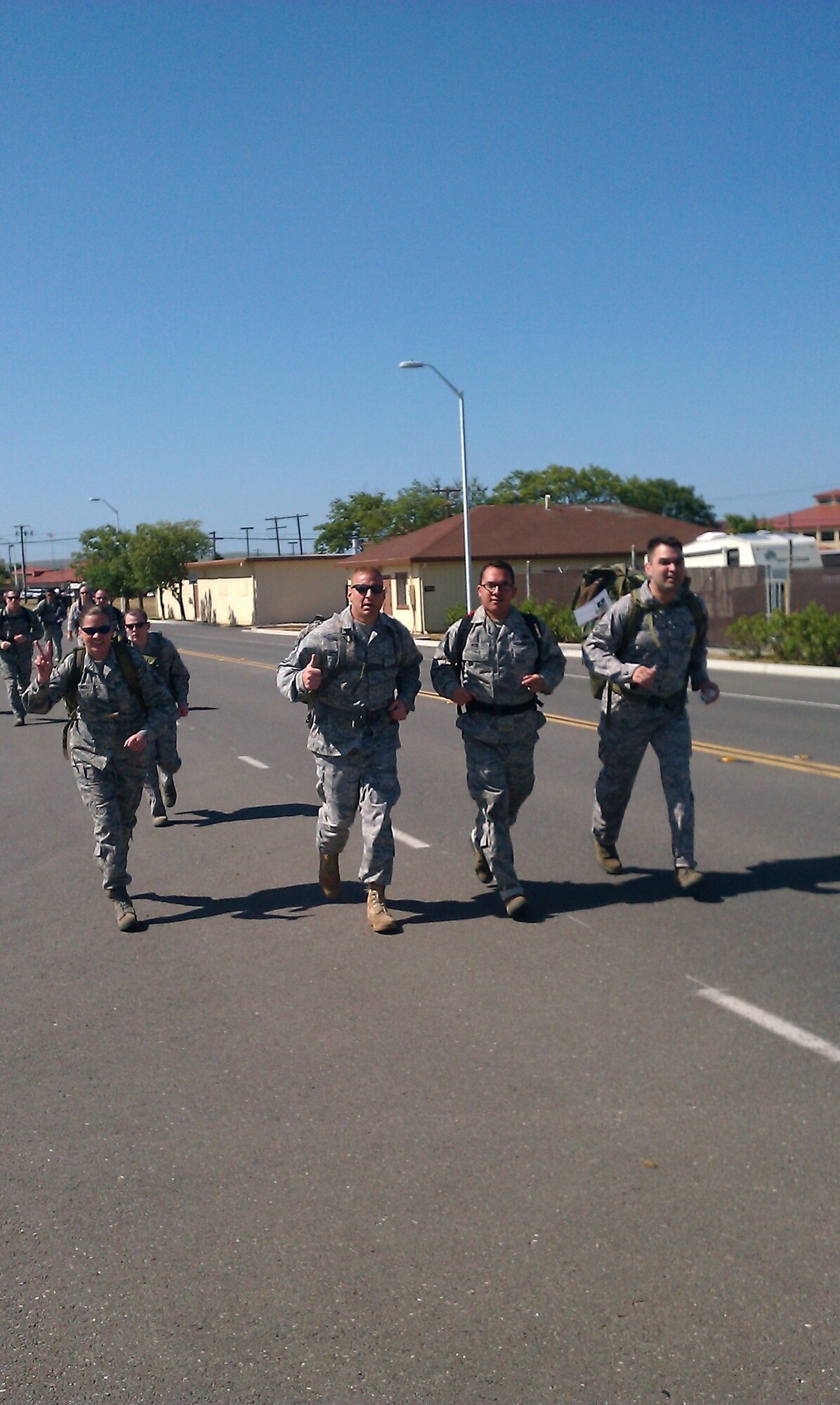 The 364th RCS run team at the Gold Star Moms Charity Run (l-r) Master Sgt. Sutphen, Master Sgt. Burges, Tech. Sgt. Ruiz and Staff Sgt. P. Willis. (USAF photo/courtesy photo)