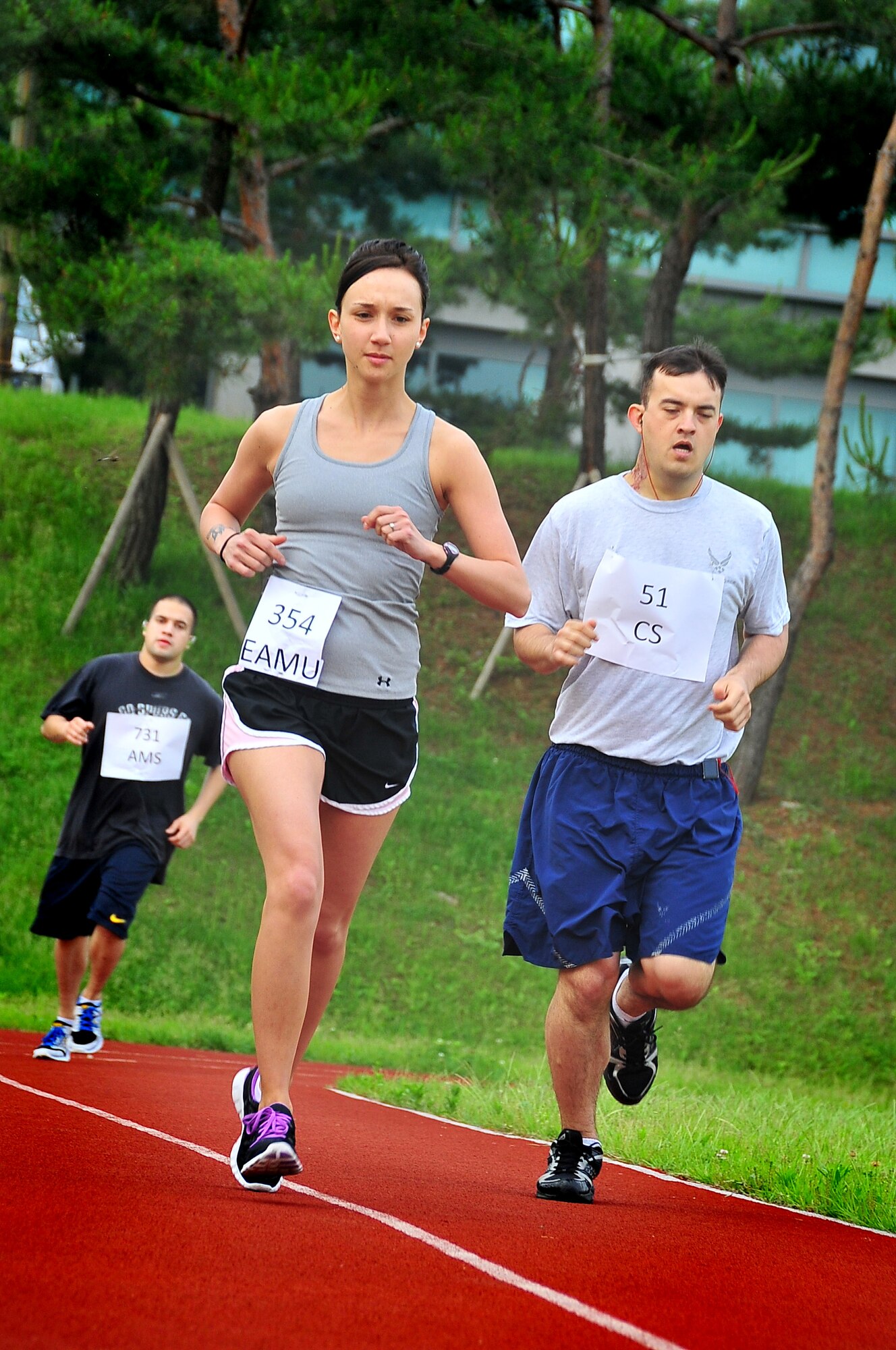 Over 400 Osan Air Base Airmen participated in a 10 hour run June 10, here.  The purpose of the run was to raise money through donations for Japan and Southern Tornadoes relief efforts, as well as boost troop morale.  Team Osan ran a total of 749.5 miles, raising $1,362.00. (U.S. Air Force Photo by/ Staff Sgt. Daylena Gonzalez)