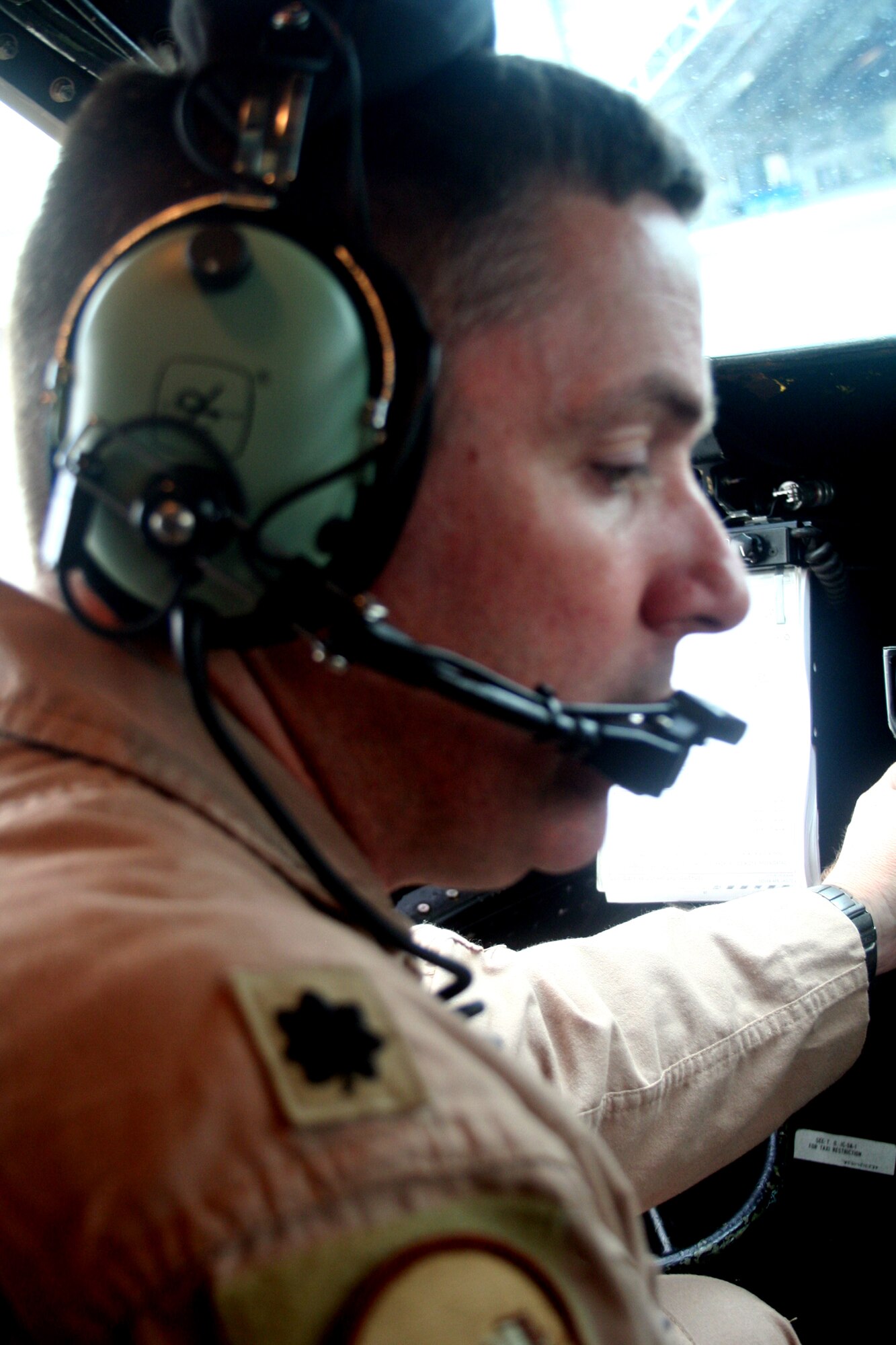 Lt. Col. Thomas Loper, C-5 pilot, pilots a C-5M Super Galaxy for a mission on June 5, 2011. The plane was flown on the Air Force's first direct delivery airlift mission through the Arctic Circle from Dover Air Force Base, Del., to Bagram Airfield, Afghanistan. Colonel Loper is the 436th Airlift Wing director of staff at Dover AFB.  (U.S. Air Force Photo/Master Sgt. Scott T. Sturkol)