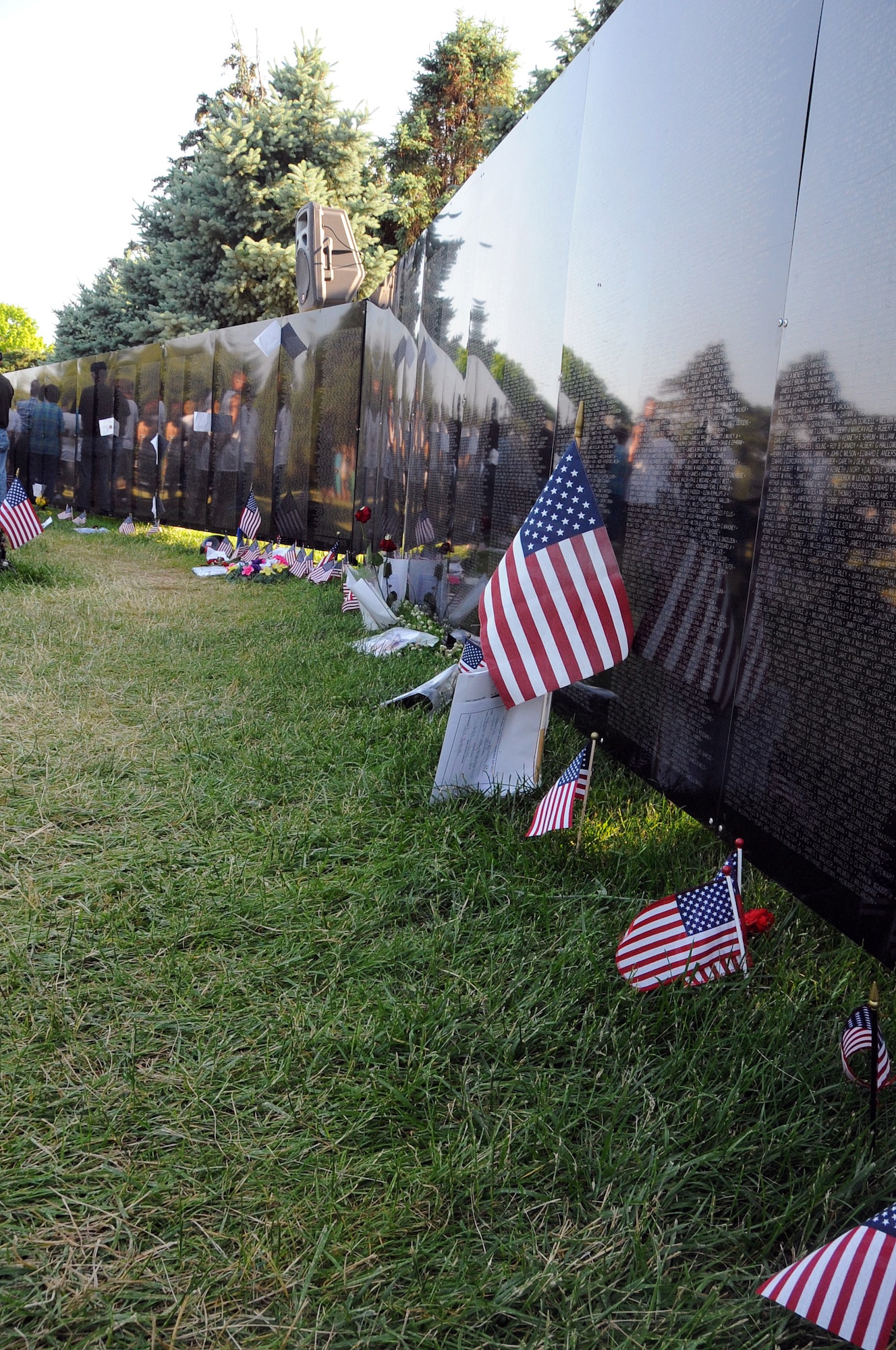 OMAHA, Ne. -- The Traveling Vietnam Veterans Memorial Wall displays the names of more than 58,000 Americans who died in the conflict. It was on display here at Memorial Park from May 29 - June 5. (Air Force photo by Kendra Williams/Released)