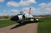 The Convair F-102A was a Mach 1.25 fighter designed to serve as an all-weather interceptor. It served during the days of the Cold War and did fly some close-support mission over South Vietnam even though the aircraft was totally unsuited for this role. It was flown by the 179th Fighter-Interceptor Squadron (Duluth, MN) from 1967 to 1972, before converting to the F-101B Voodoo. The 179th Figher-Interceptor Squadron flew air defense missions in the F-102s for more than five years from 1967 to 1972. The "Deuce" was armed with AIM-4 missiles and 2.75" rockets. The-179th moved into the F-102 in late 1966. By 1970 they had earned the nickname, "The Aces of Deuces," winning the William Tell Weaponry competition against all other "Deuces" in the USAF. Our F-102 came to us from New York, where it was a "Gate-Guard" on static display atop a 20 foot post. 
Dimensions
Fuselage Length: 68ft. 4 1/2in.
Wing Span: 38ft. 1 1/2in.
Height: 28ft. 2 1/2in.


