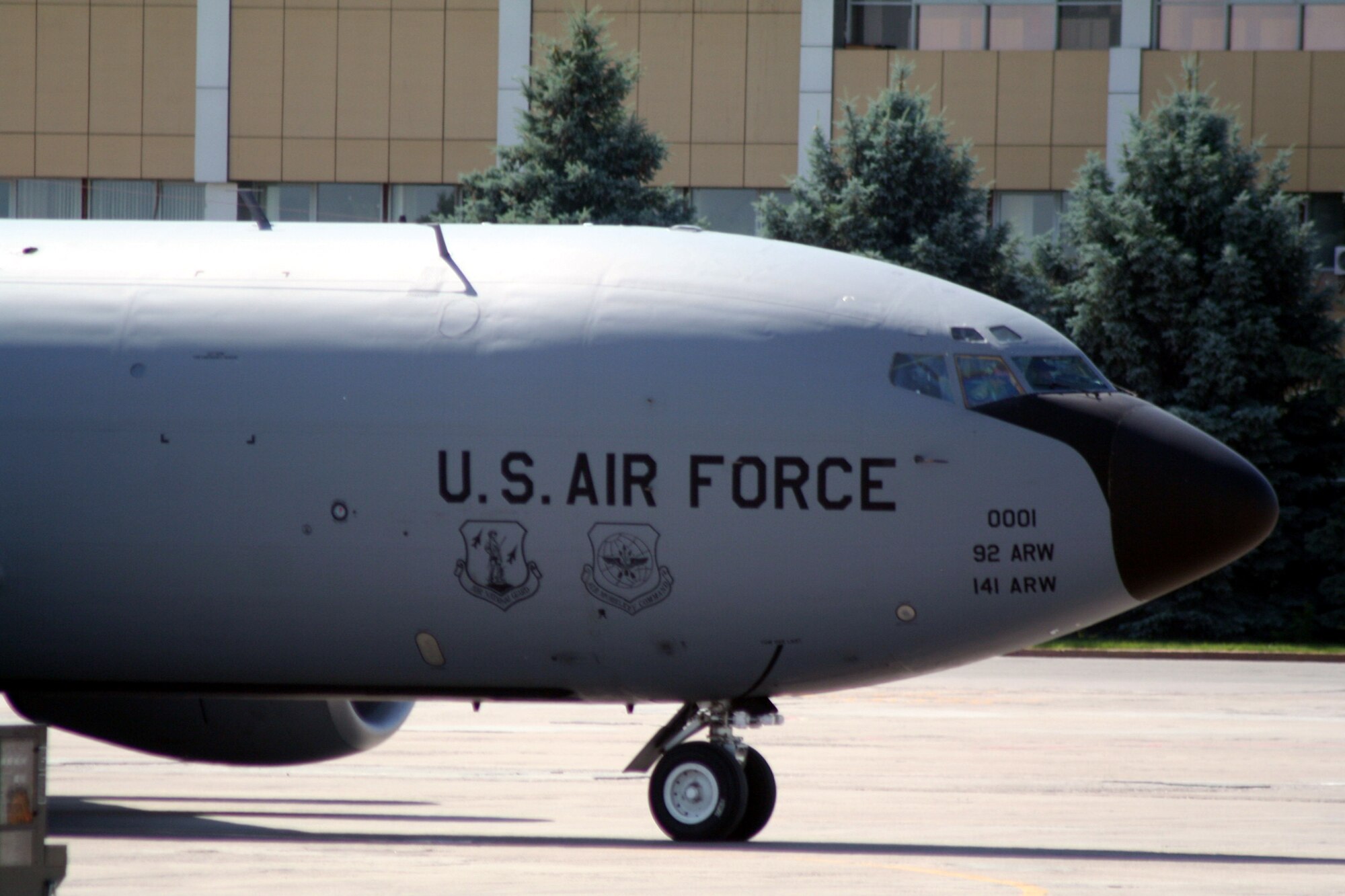 Aircrew Airmen assigned to the 376th Air Expeditionary Wing take a KC-135R Stratotanker out for a combat air refueling mission from the Transit Center at Manas, Kyrgyzstan, on June 7, 2011. The 376th AEW supports Operation Enduring Freedom and other operations in the U.S. Central Command area of responsibility. (U.S. Air Force Photo/Master Sgt. Scott T. Sturkol)