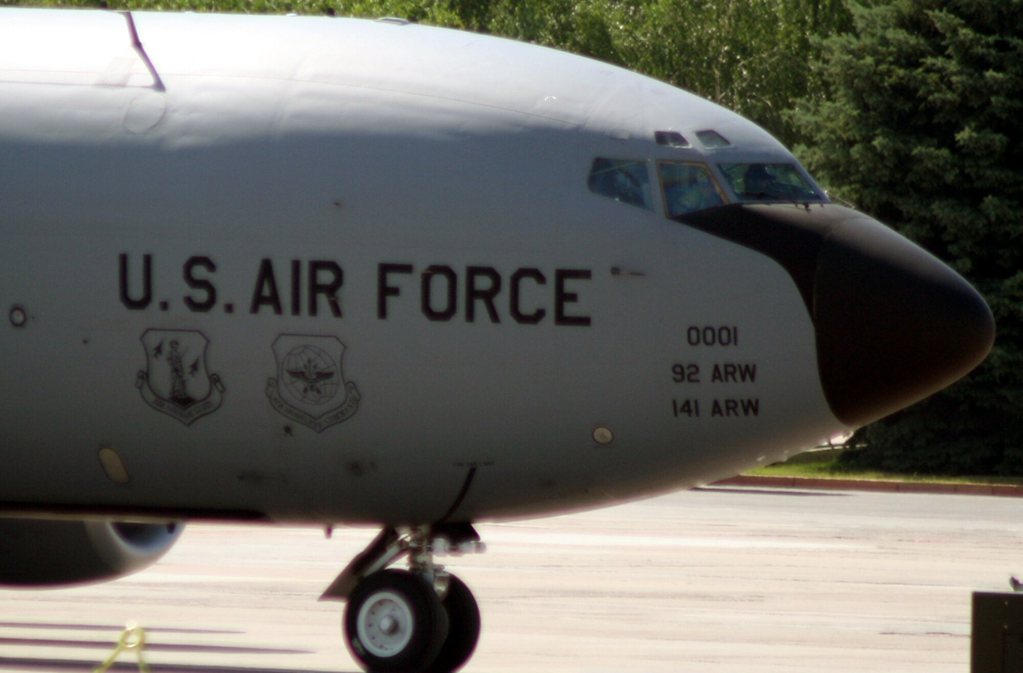 Aircrew Airmen assigned to the 376th Air Expeditionary Wing take a KC-135R Stratotanker out for a combat air refueling mission from the Transit Center at Manas, Kyrgyzstan, on June 7, 2011. The 376th AEW supports Operation Enduring Freedom and other operations in the U.S. Central Command area of responsibility. (U.S. Air Force Photo/Master Sgt. Scott T. Sturkol)