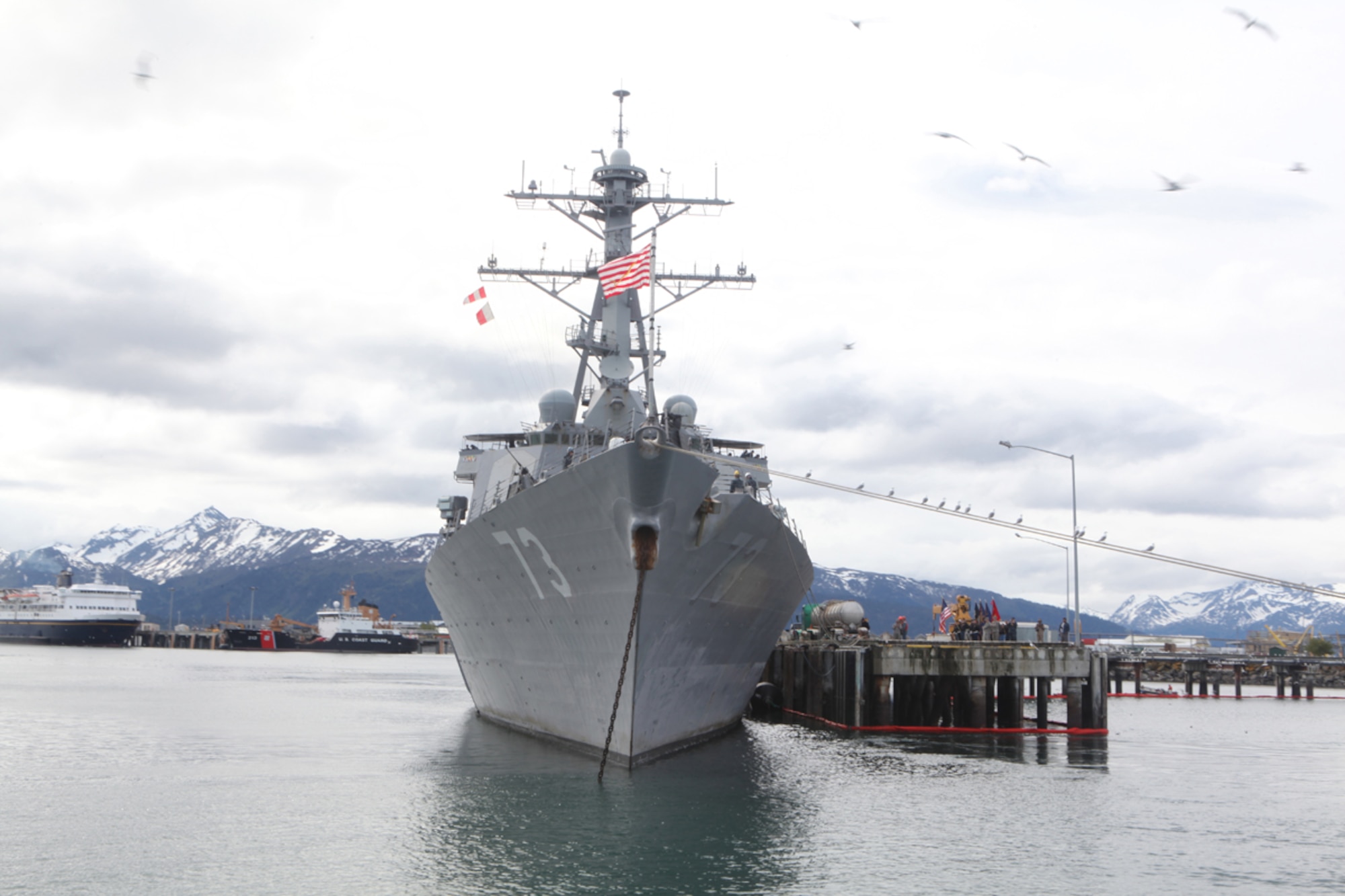HOMER, Alaska - The USS Decatur (DDG-73) sits docked in Homer, Alaska, before the start of Exercise Northern Edge '11, June 12, 2011. The Decatur is a Arleigh Burke-class guided-missile destroyer ship, which has SPY radar on board to locate and track aircraft and missiles. (U.S. Marines photo/Sgt. Deanne Hurla)
