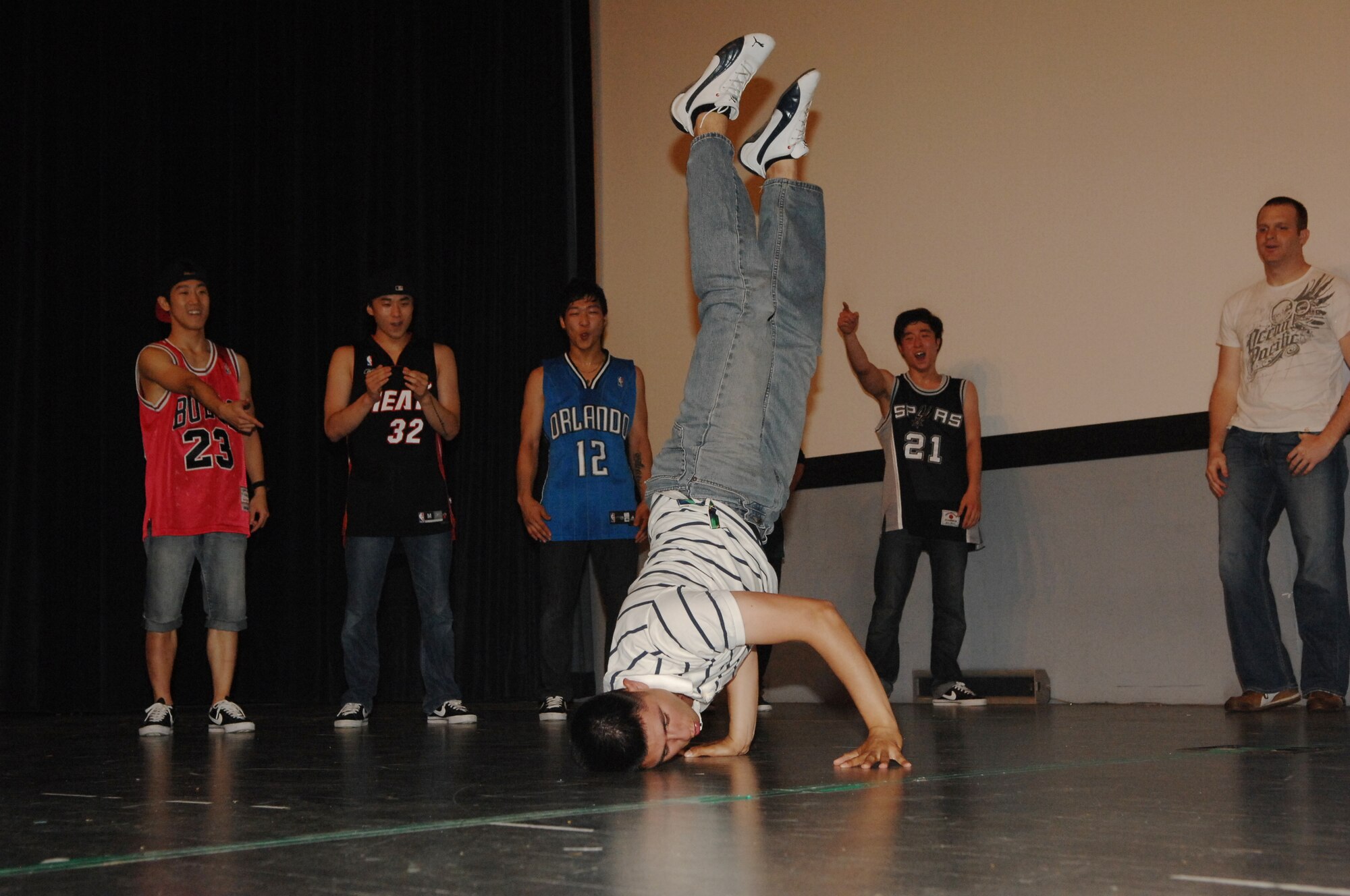 KUNSAN AIR BASE, Republic of Korea -- Wolf Pack members took the stage to prove their skills as ‘Last for One’ judged their performance before all in attendance at Last for One’s show here June 14. The show, which lasted for about an hour, was the group’s first presentation for a military audience. Last for One is well-known for their Korean heritage on a world-class scale. (Photo courtesy/Republic of Korea Air Force)
