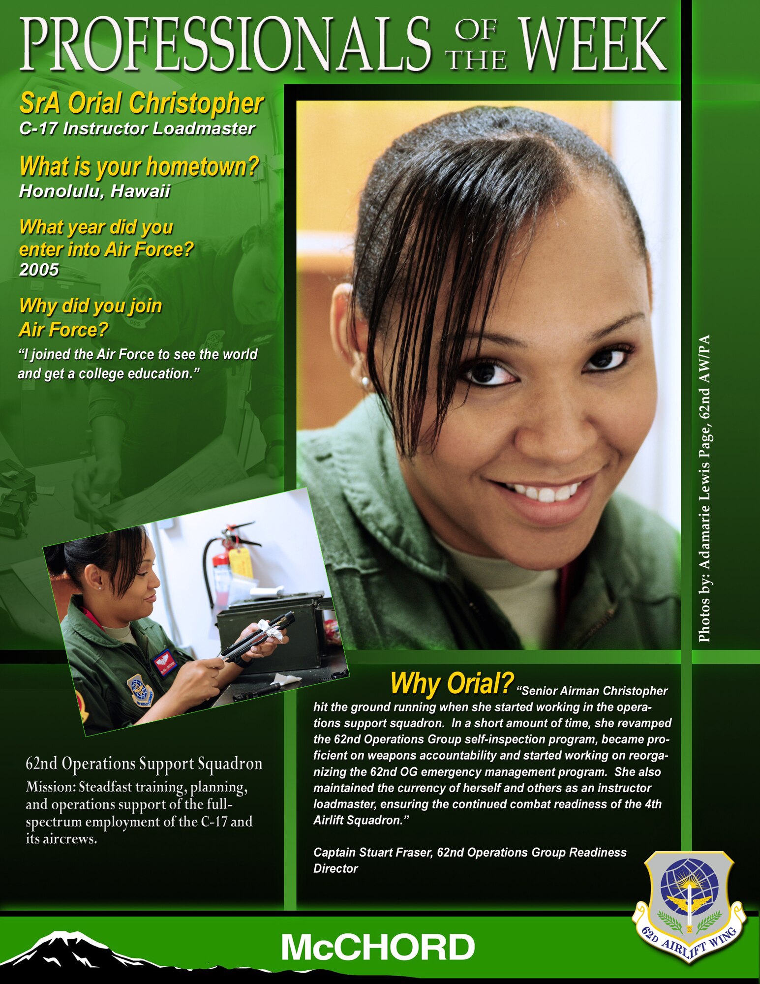 Senior AIrman Orial Christopher (U.S. Air Force graphic/Adamarie Lewis-Page)
