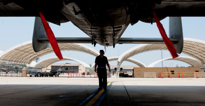 U.S. Air Force Senior Airman Brendan Tuttle, 74th Aircraft Maintenance Unit crew chief, performs a preflight check on an A-10C Thunderbolt II during a phase II operational readiness exercise flying surge at Moody Air Force Base, Ga., June 15. The flying surge was a two-day exercise that prepared aircrew and maintainers for an inspection scheduled for next year. (U.S. Air Force photo by Senior Airman Benjamin Wiseman/Released)