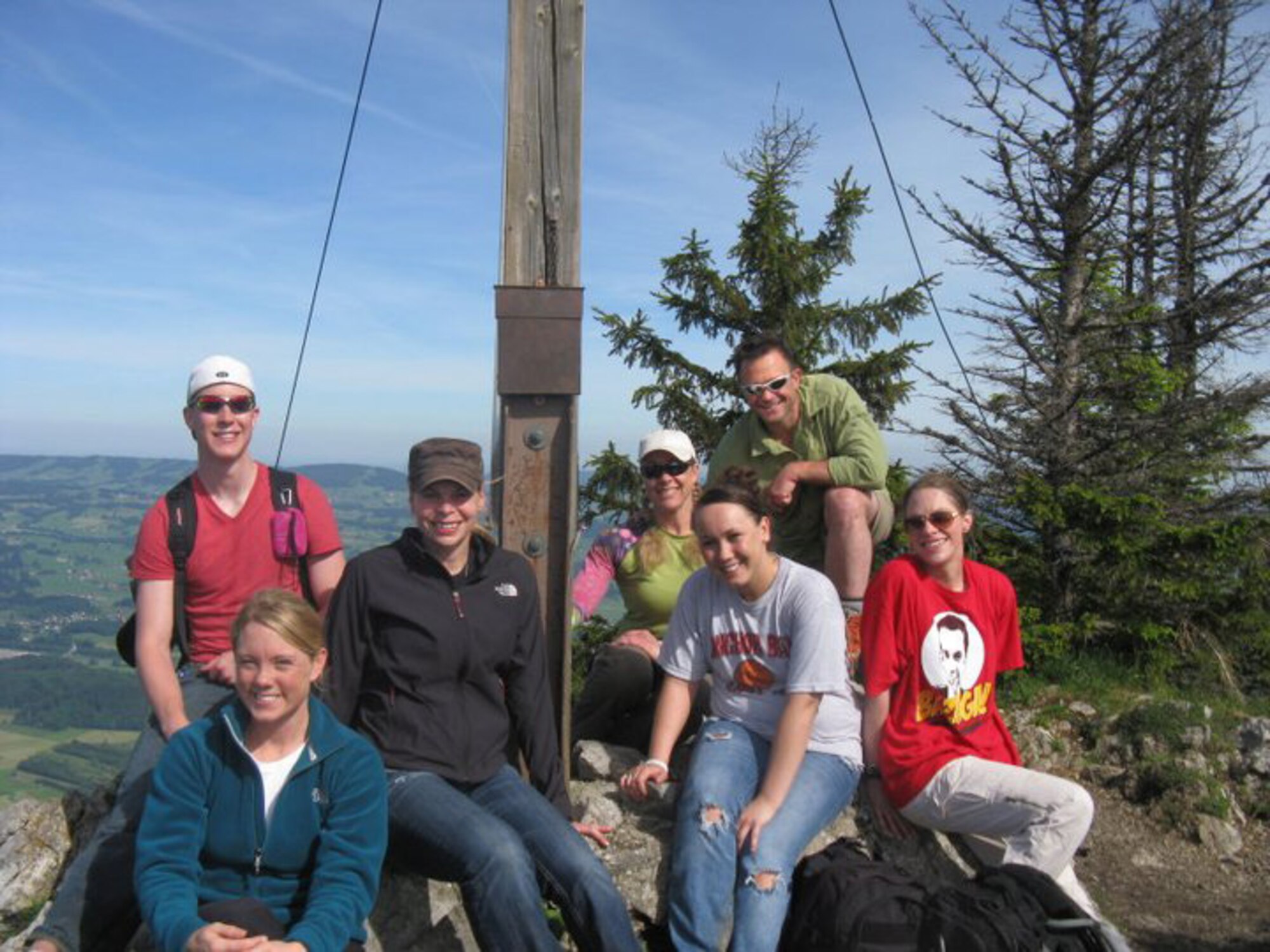 Members from the 86th Medical Operations Squadron pose for a photo during their hiking trip to Grünten, nestled in the Allgäu range of the Alps. The team took a four-hour drive to scale the 5,850-foot mountain path to improve teamwork and to get to know each a little better. 