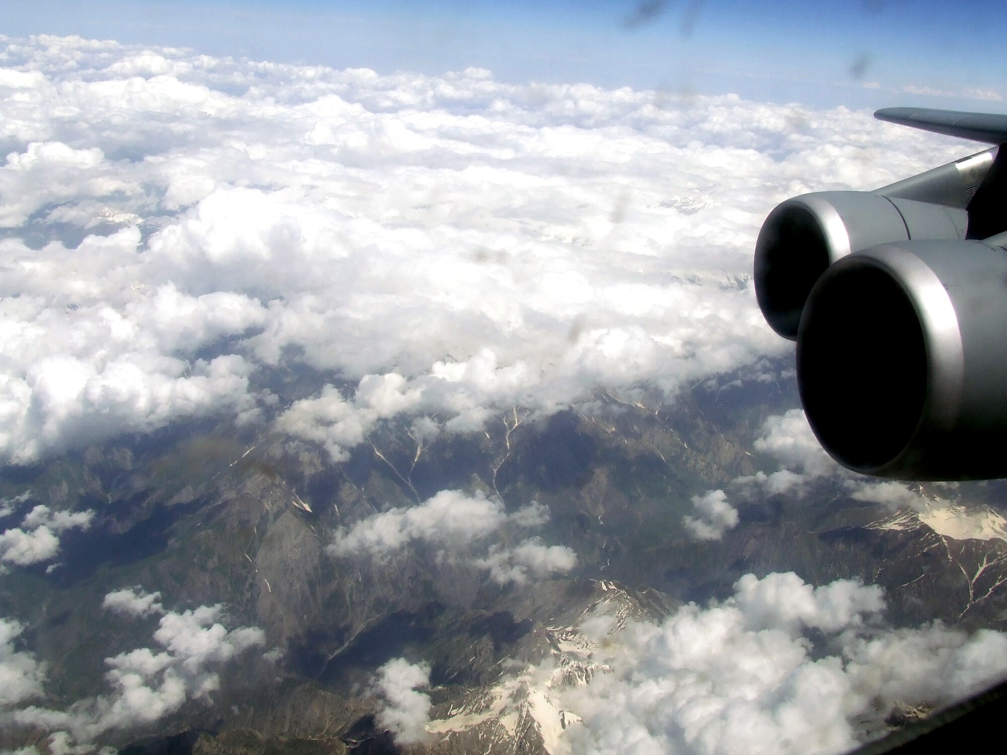 The countryside of Afghanistan can be seen through the window of a C-5M Super Galaxy during an airlift mission on June 6, 2011.  The C-5M was on the first direct delivery airlift mission that went through the Arctic Circle from Dover Air Force Base, Del., to Bagram Airfield, Afghanistan, between June 5-6, 2011. (U.S. Air Force Photo/Master Sgt. Scott T. Sturkol)
