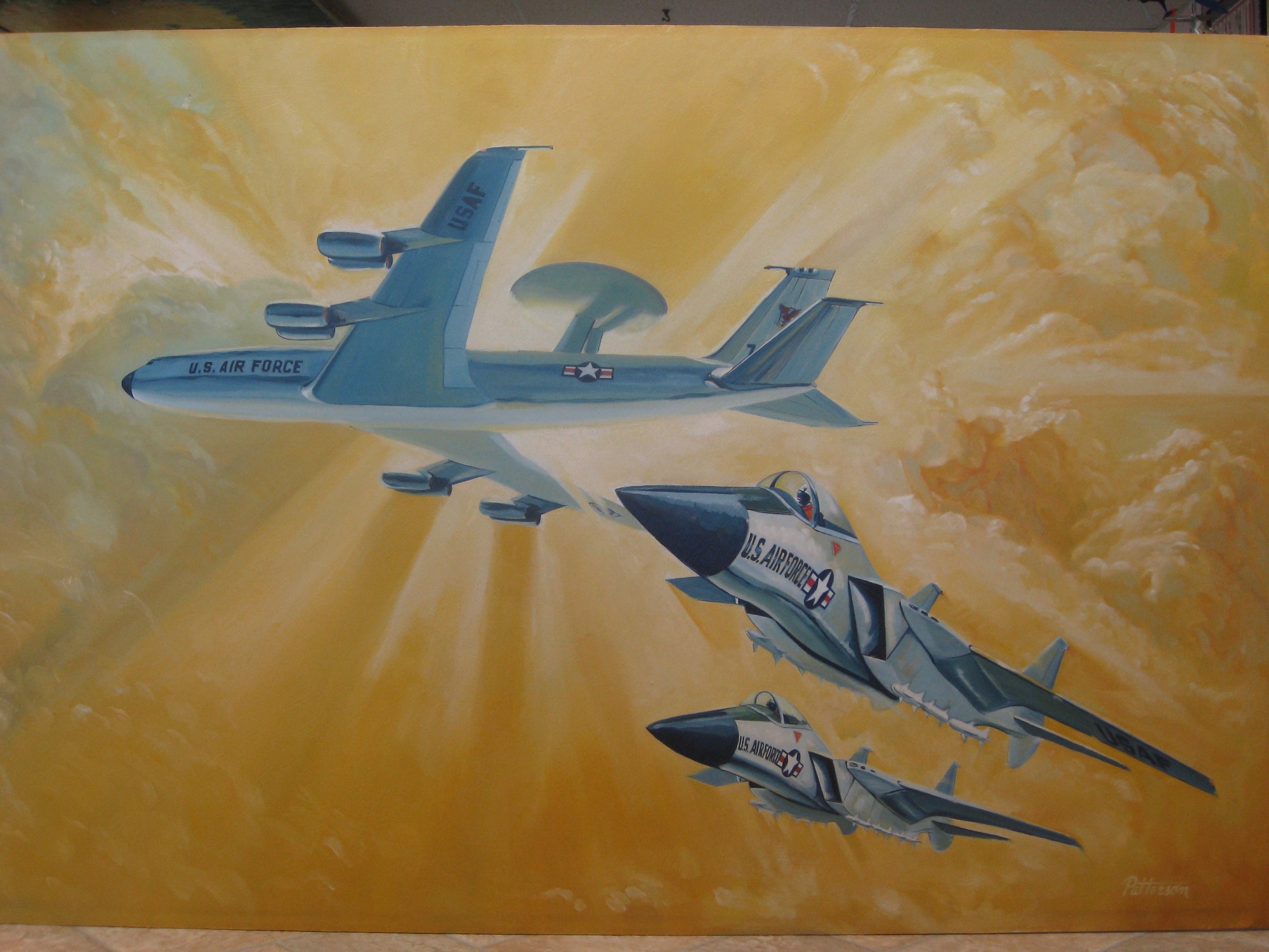 A painting by an unknown artist, T. Patterson , which is now on display at Cheyenne Mountain Air Force Station, in Colorado Springs, Colo.  The art was adopted into the Air Force Art Program in 2011. (Courtesy photo)