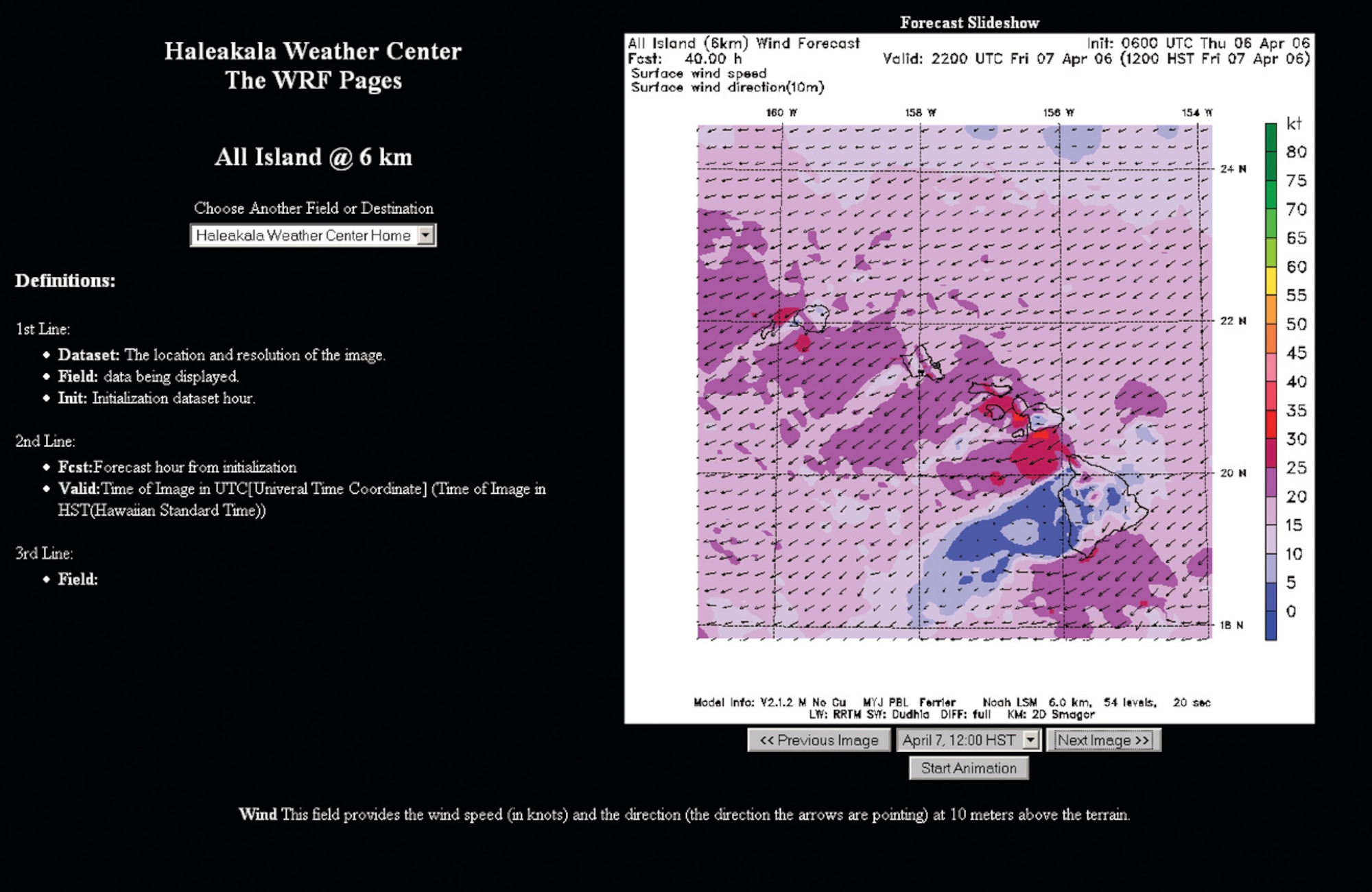 Wind data, provided by the Haleakala Weather Center to the Air Force Maui Optical and Supercomputing (AMOS) site, aids telescope operators in scheduling and maintenance planning. (MPHCC Image)