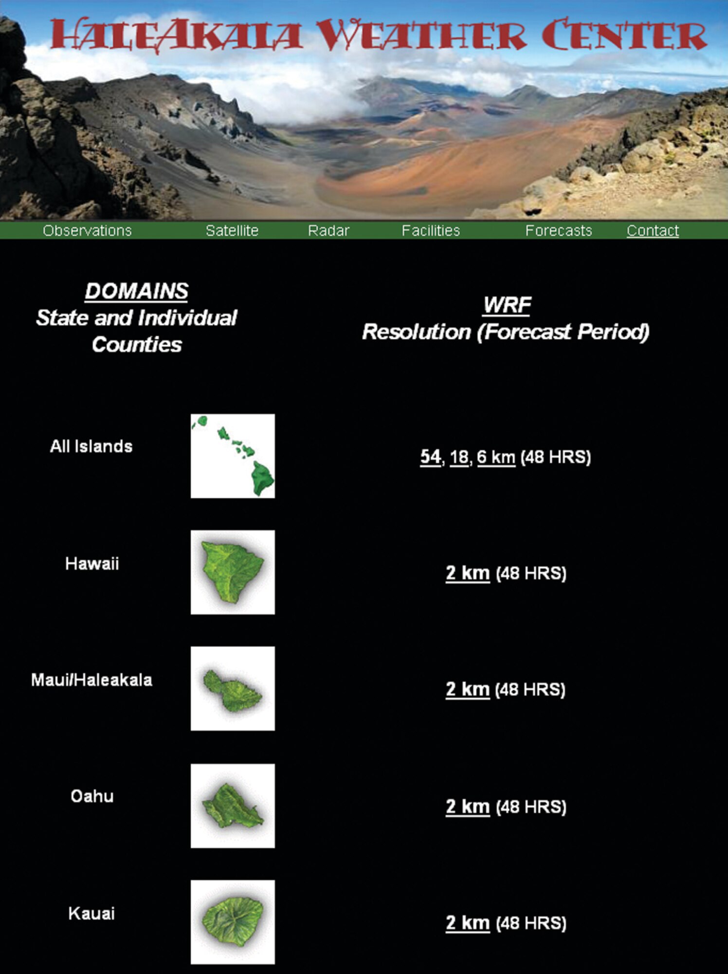 Sample forecast from the Haleakala Weather Center, where forecasts are tailor to meet the needs of the Air Force Maui Optical and Supercomputing (AMOS) site. (MPHCC Image)